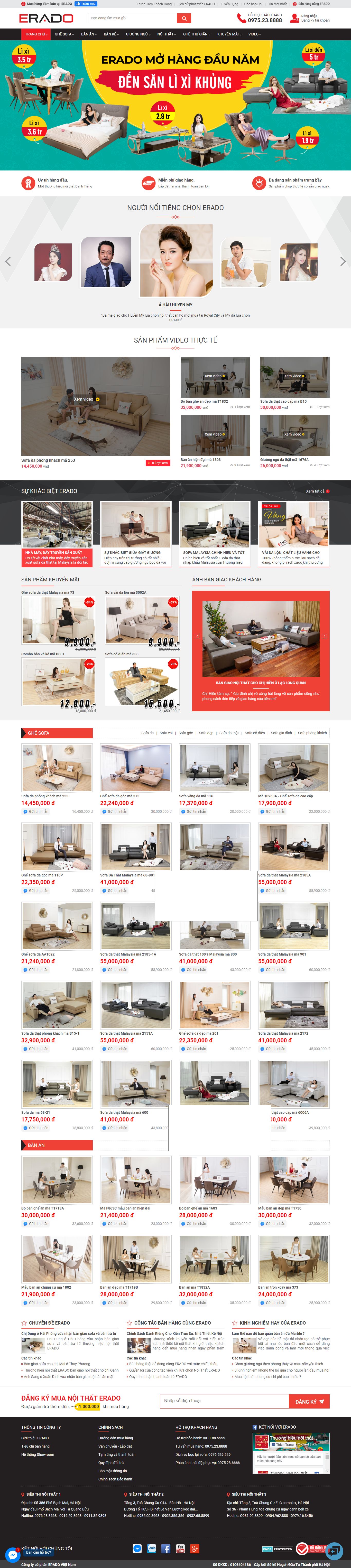 Thiết kế Website sofa - erado.vn - VietWebGroup.Vn