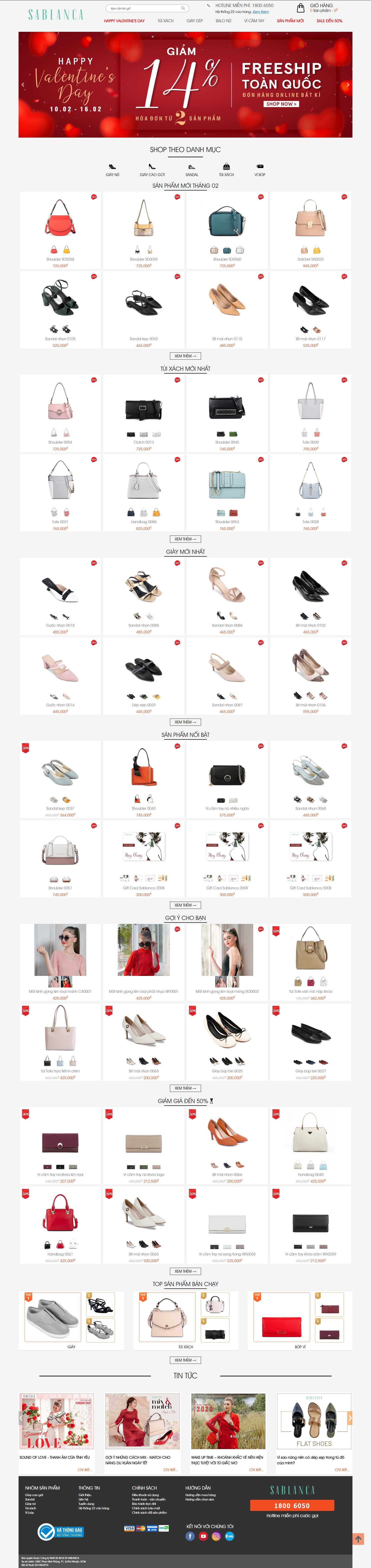 Thiết kế Website giày dép - sablanca.vn - VietWebGroup.Vn