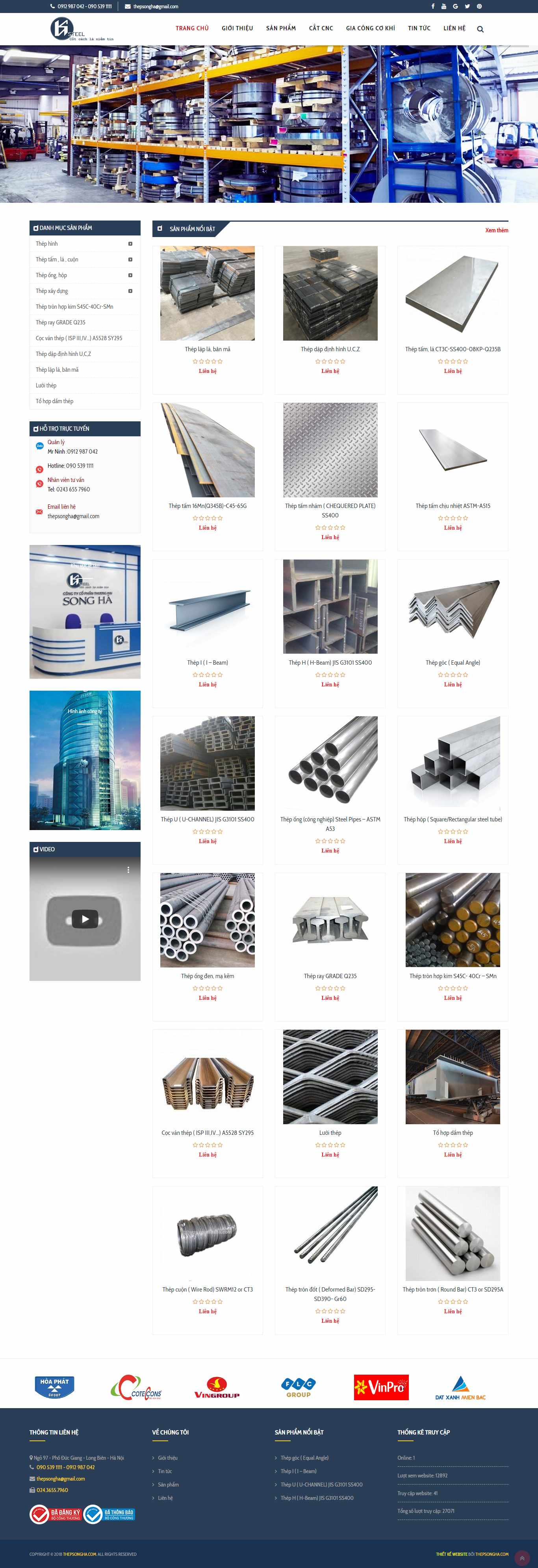 Thiết kế Website công ty thép - thepsongha.com - VietWebGroup.Vn