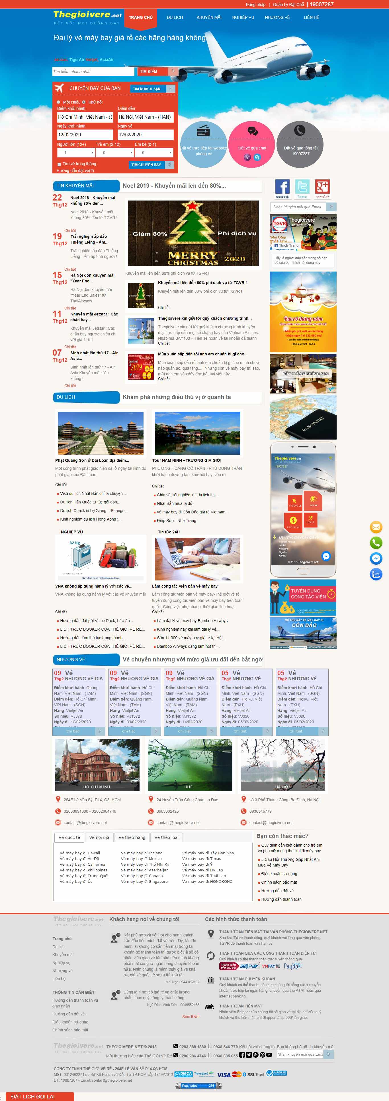 Thiết kế Website đặt vé máy bay - thegioivere.net - VietWebGroup.Vn