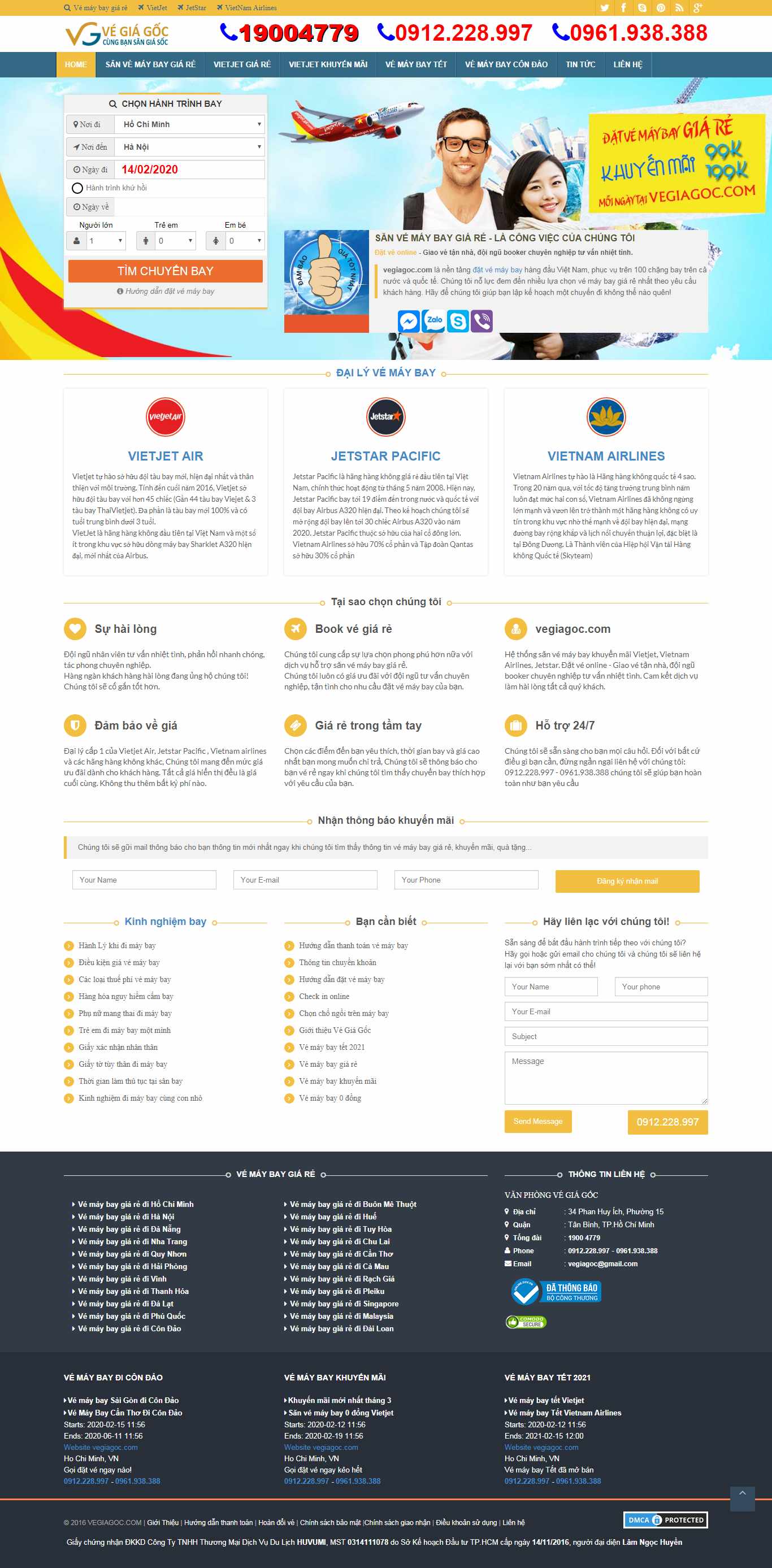 Thiết kế Website đặt vé máy bay - vegiagoc.com - VietWebGroup.Vn