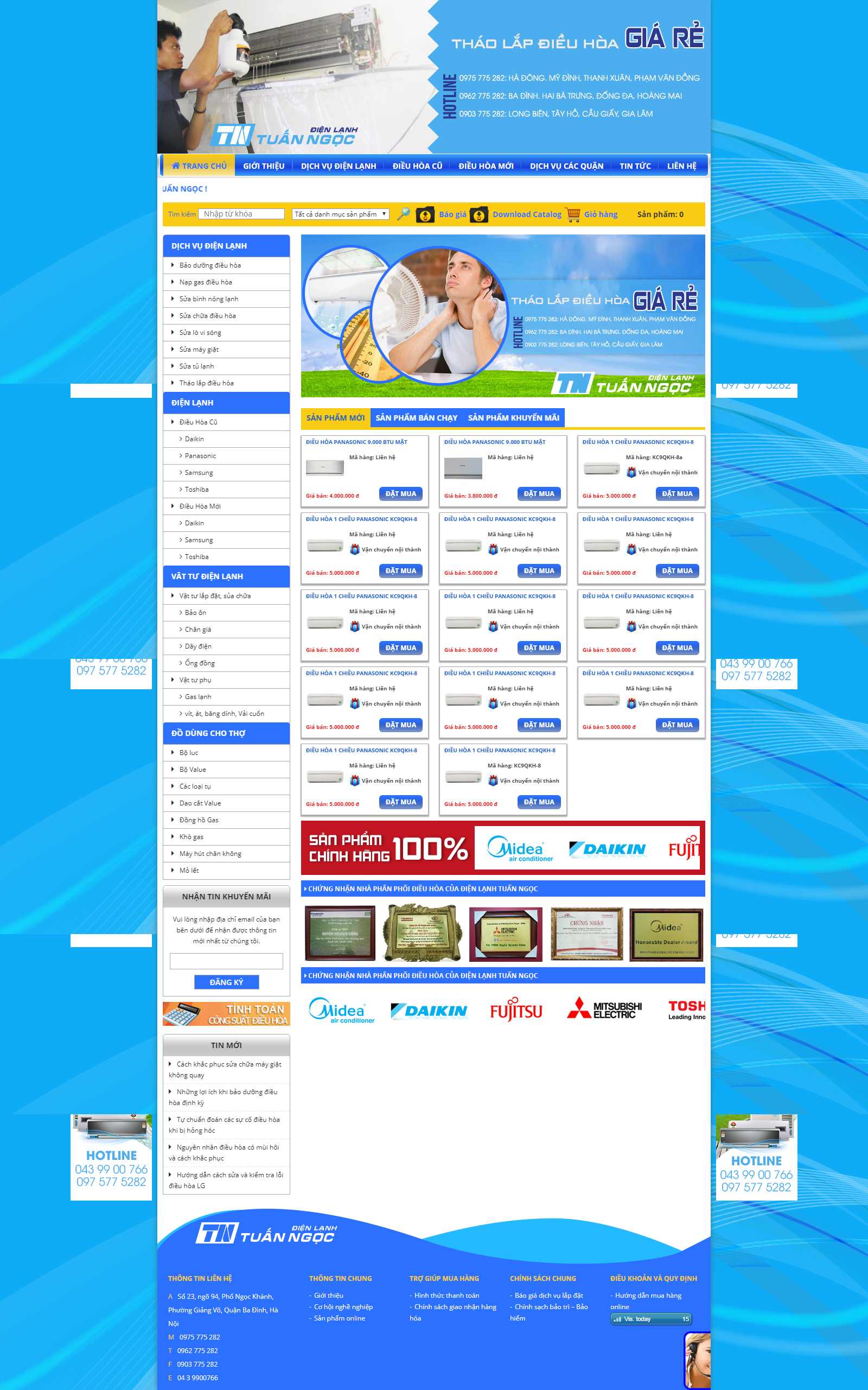Thiết kế Website lắp đặt điều hòa - dienlanhtuanngoc.vn - VietWebGroup.Vn