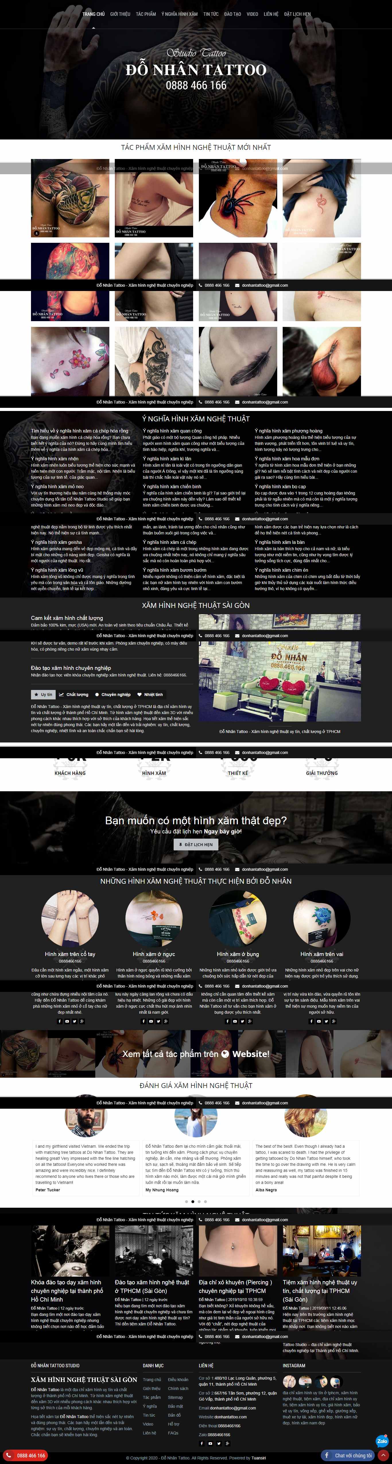 Thiết kế Website săm hình nghệ thuật - donhantattoo.com - VietWebGroup.Vn