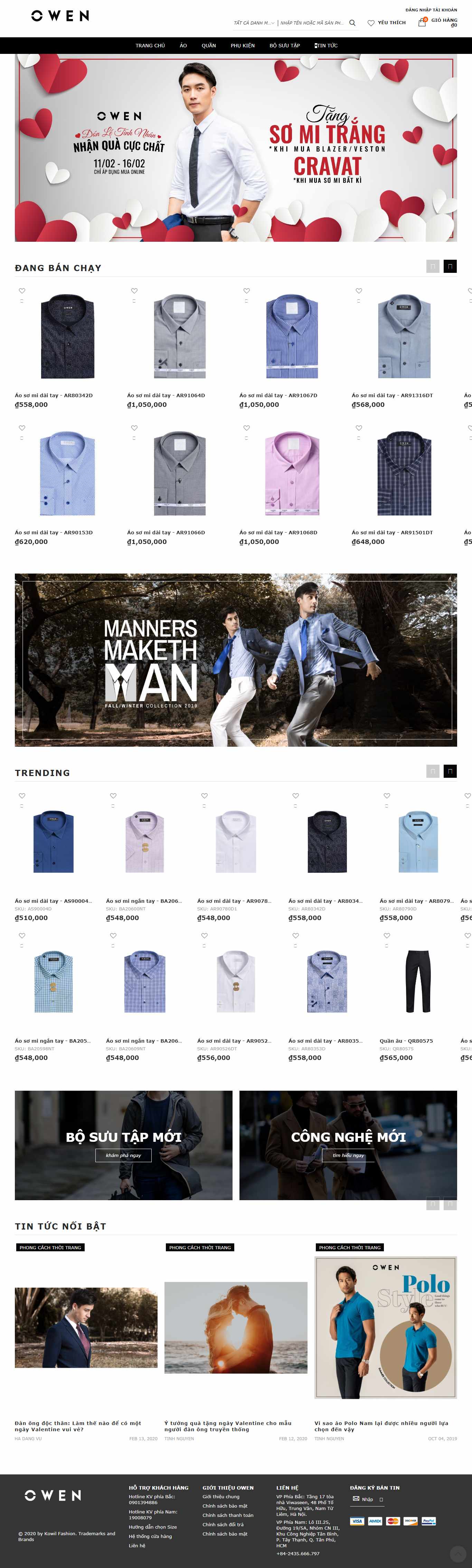Thiết kế Website shop quần áo - owen.vn - VietWebGroup.Vn