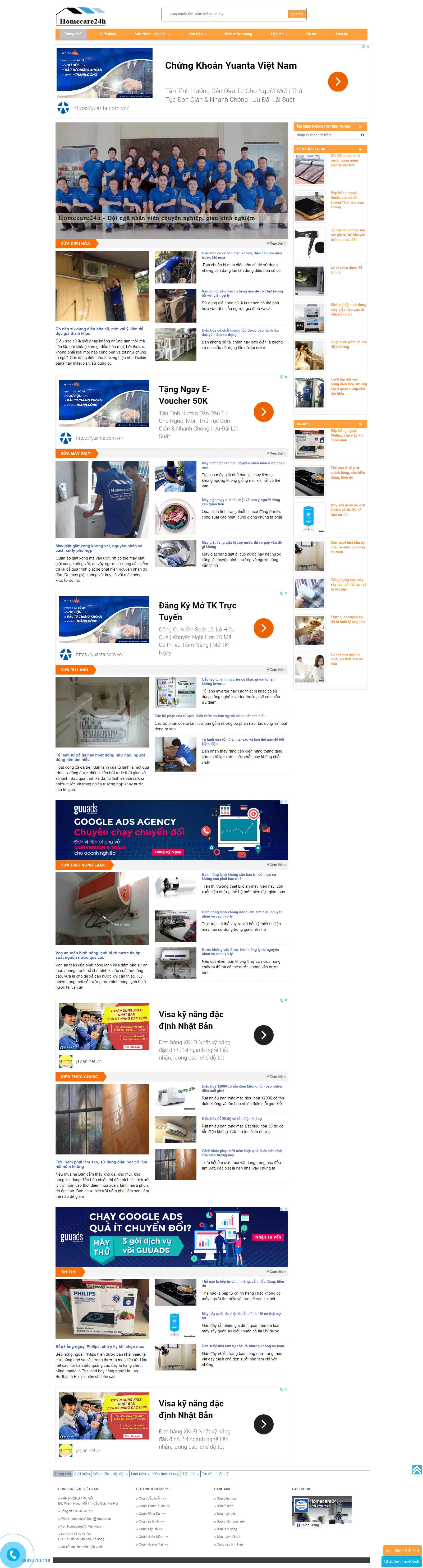 Thiết kế Website bảo dưỡng điều hòa - homecare24h.com - VietWebGroup.Vn