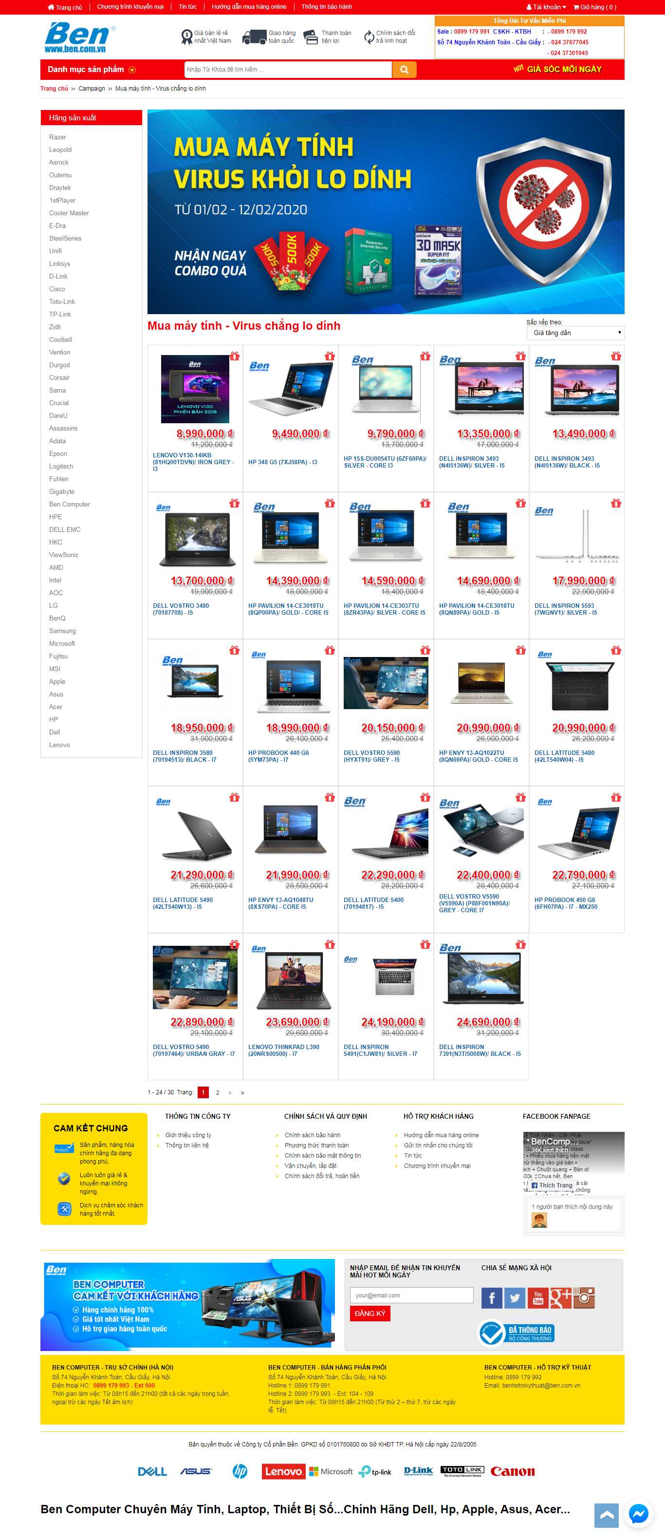 Thiết kế Website bán laptop - ben.com.vn - VietWebGroup.Vn
