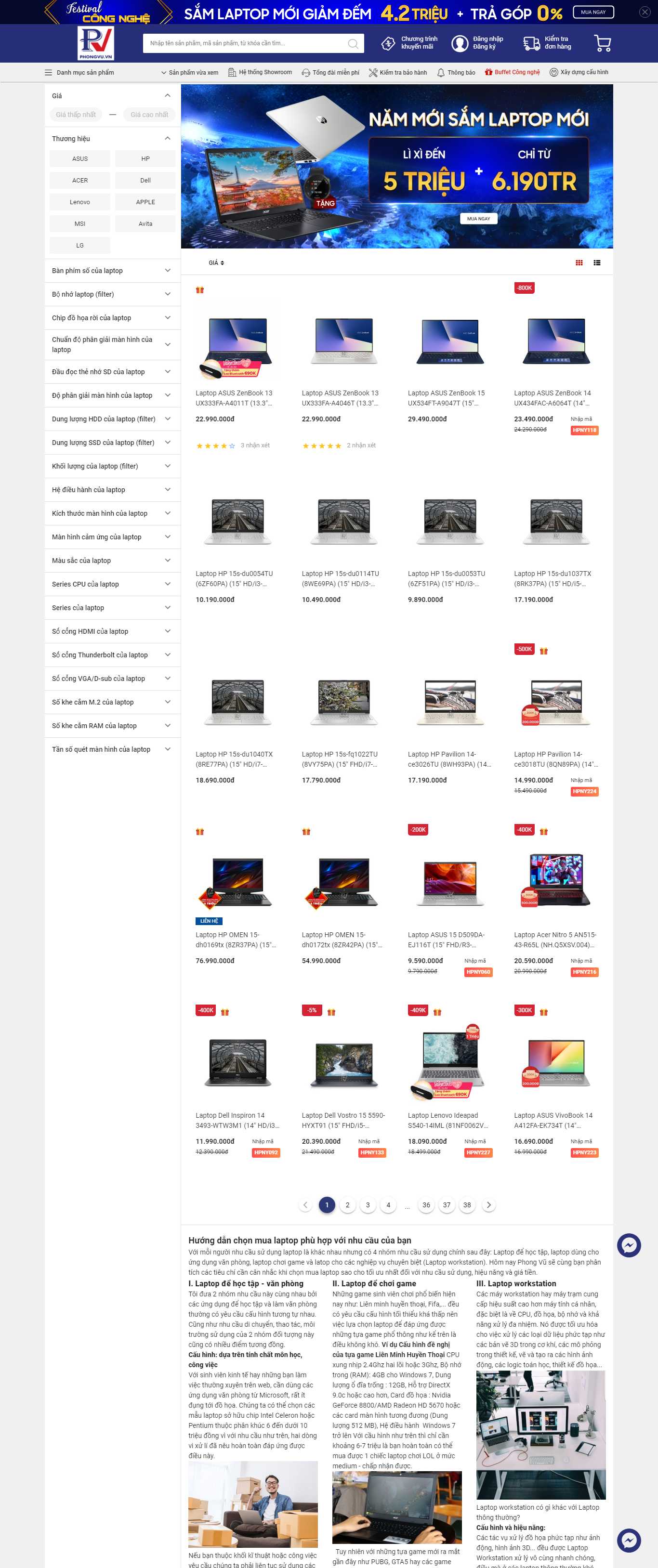 Thiết kế Website bán laptop - phongvu.vn - VietWebGroup.Vn