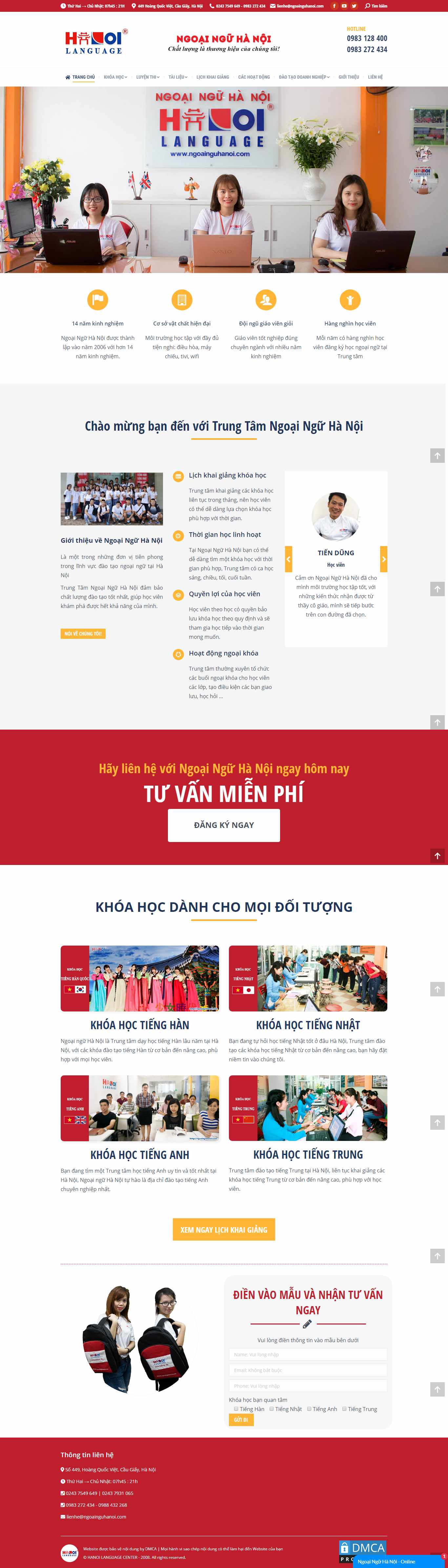 Thiết kế Website trung tâm anh ngữ - ngoainguhanoi.com - VietWebGroup.Vn