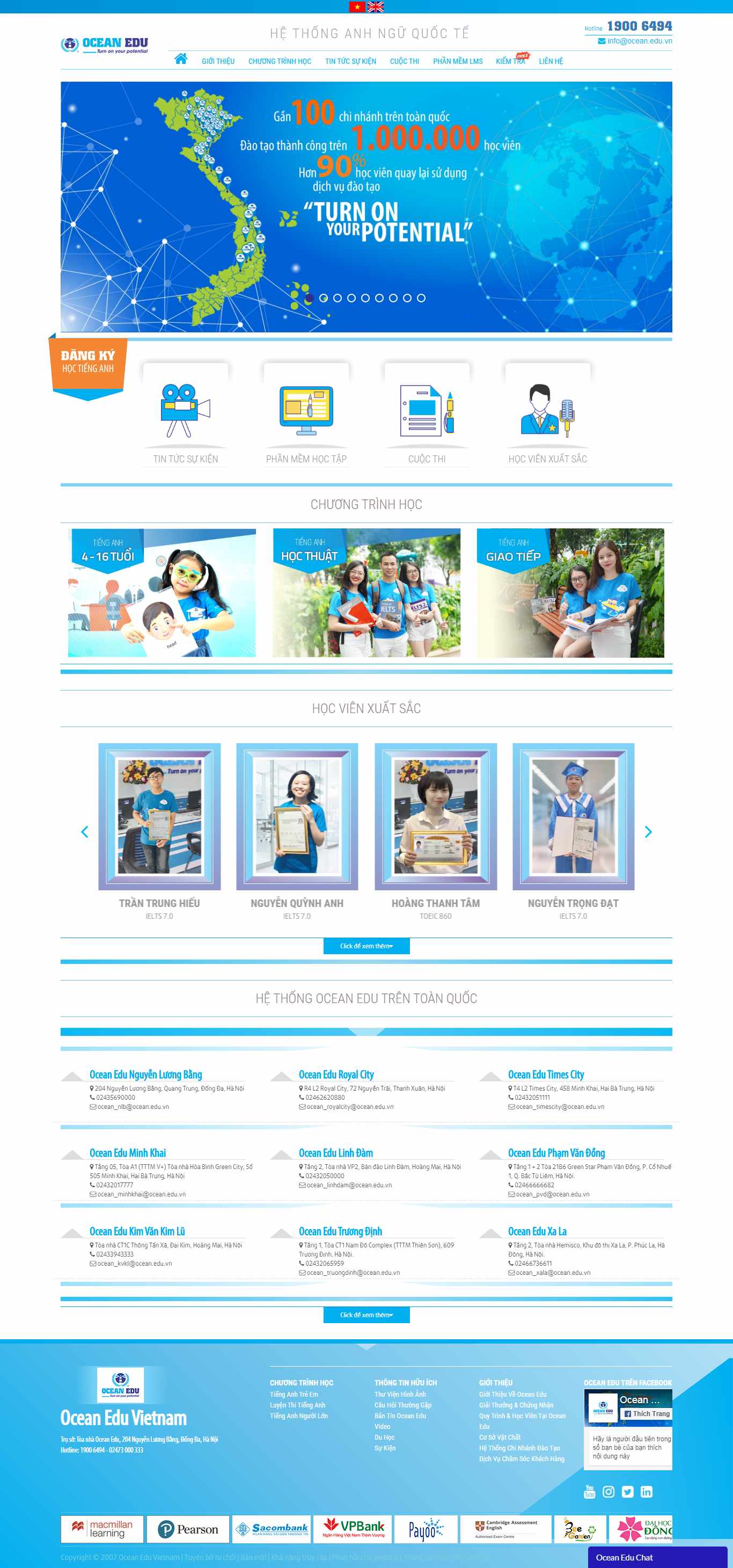 Thiết kế Website trung tâm anh ngữ - ocean.edu.vn - VietWebGroup.Vn