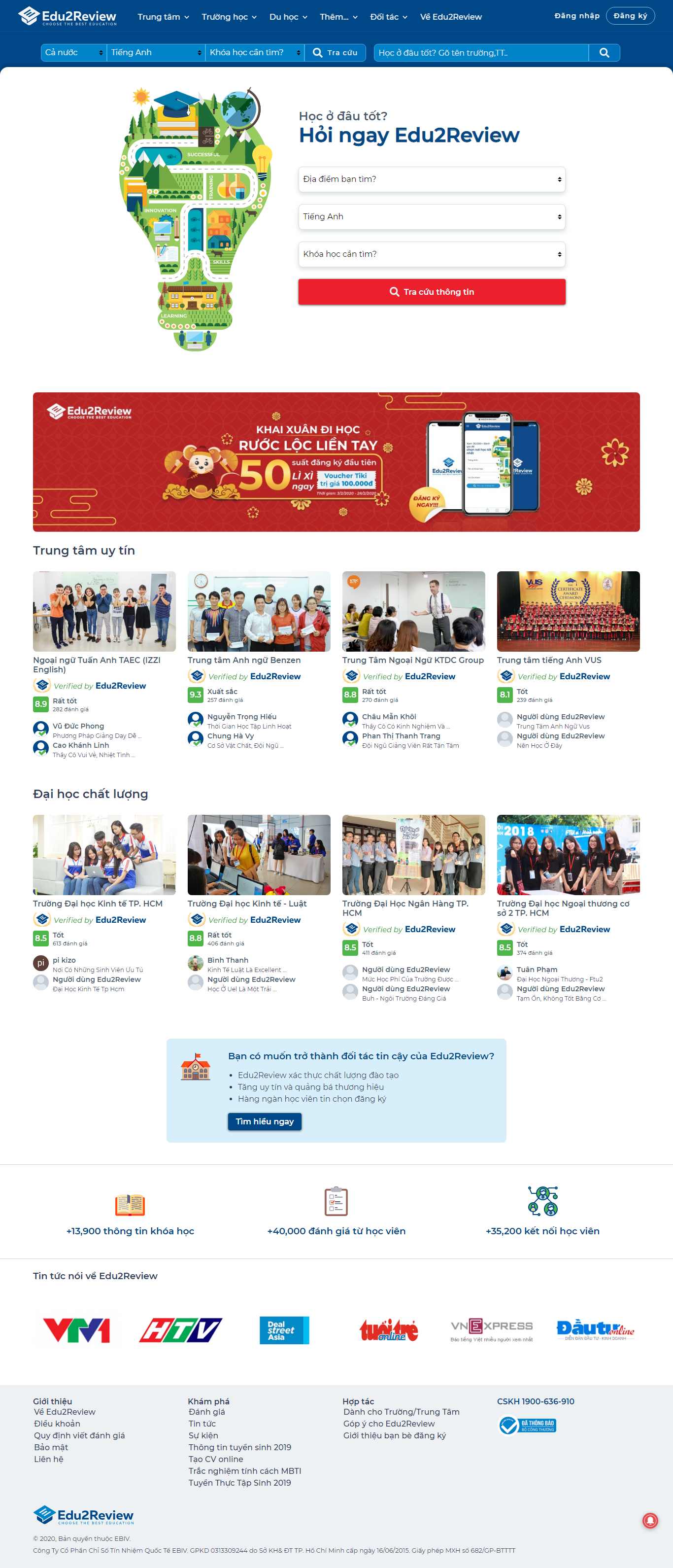 Thiết kế Website khóa học online - edu2review.com - VietWebGroup.Vn