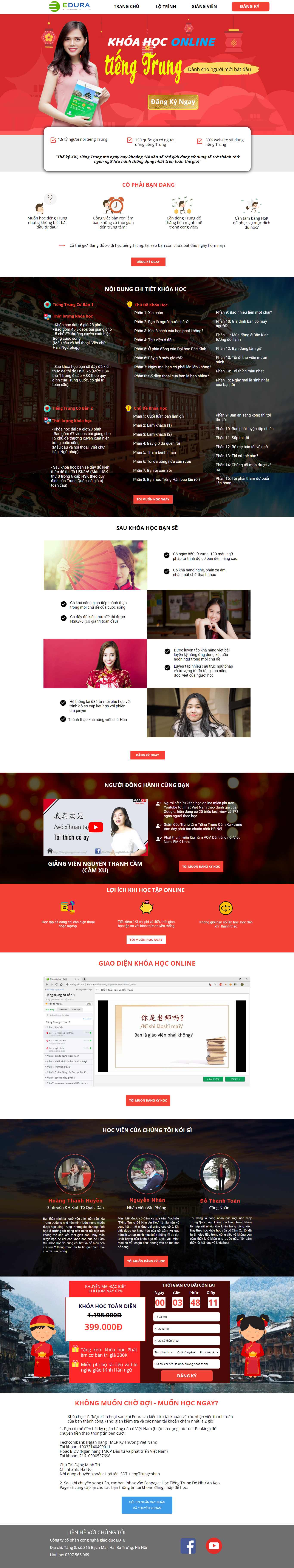 Thiết kế Website khóa học online - tiengtrungonline01.edura.vn - VietWebGroup.Vn
