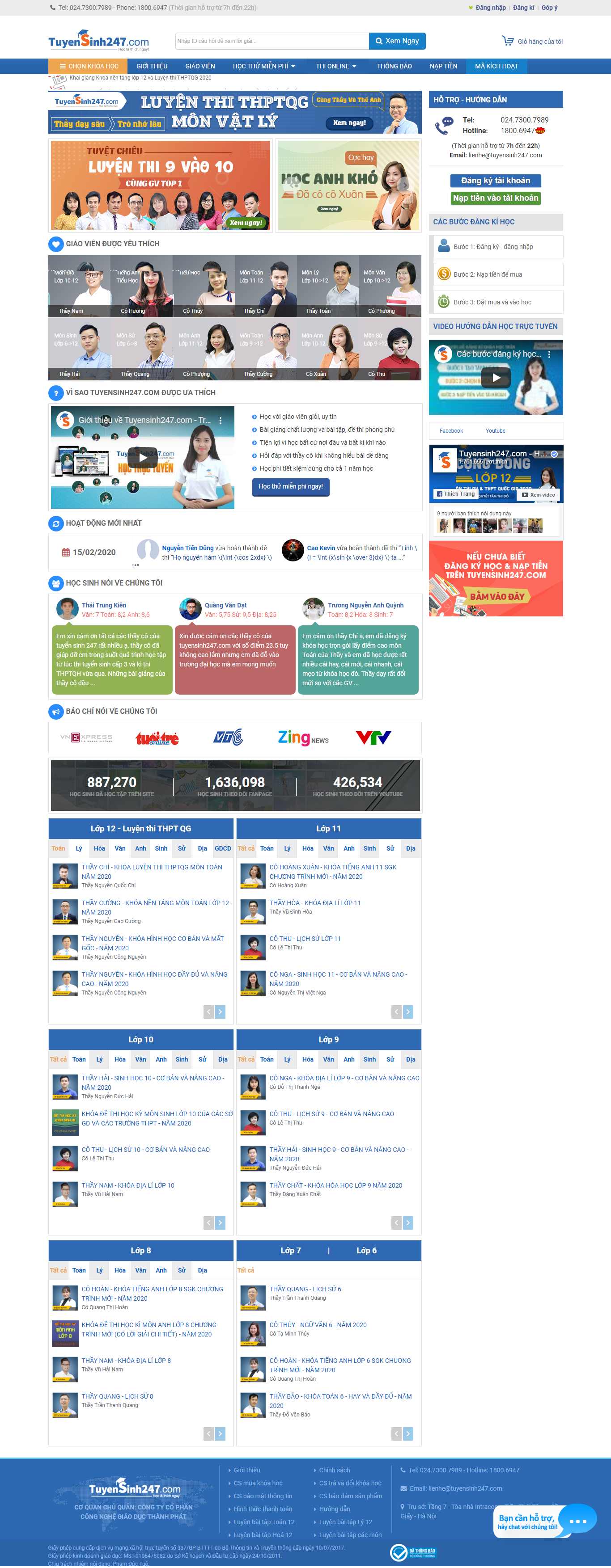 Thiết kế Website khóa học online - tuyensinh247.com - VietWebGroup.Vn