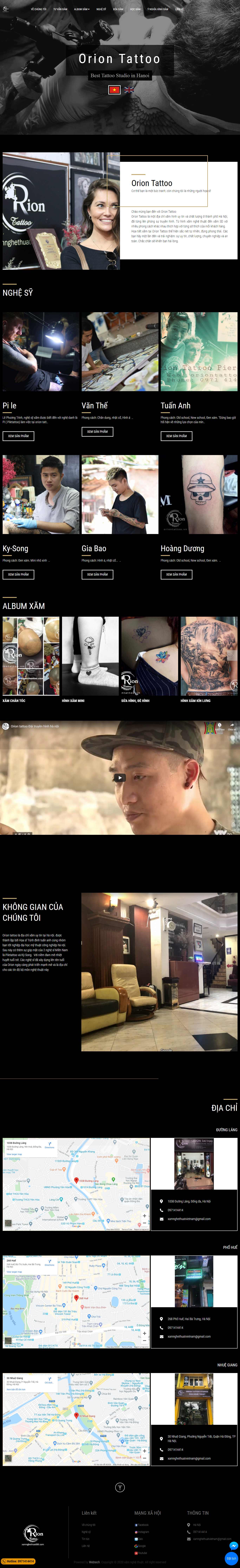 Thiết kế Website dịch vụ phun săm - oriontattoo.vn - VietWebGroup.Vn