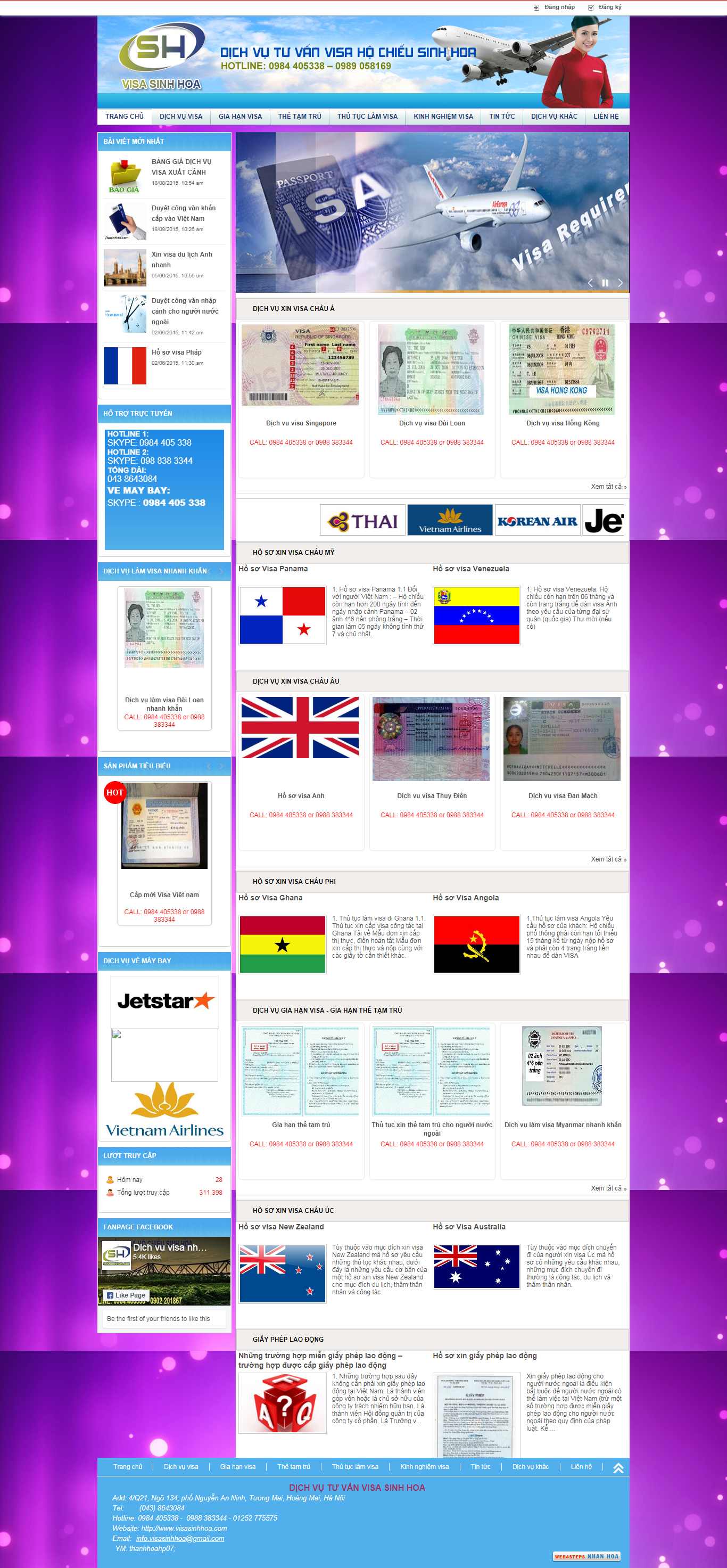Thiết kế Website dịch vụ visa - visasinhhoa.com - VietWebGroup.Vn