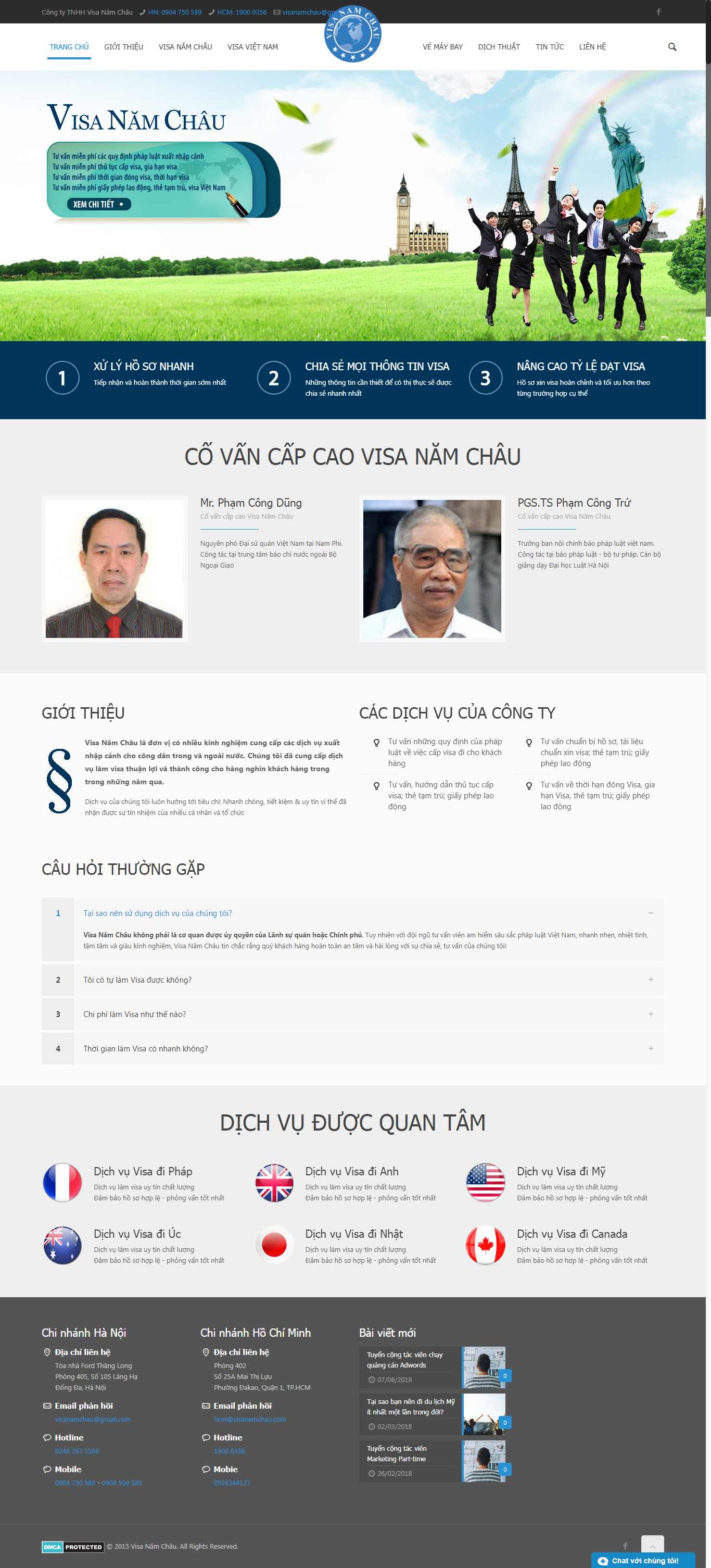 Thiết kế Website dịch vụ visa - visanamchau.com - VietWebGroup.Vn