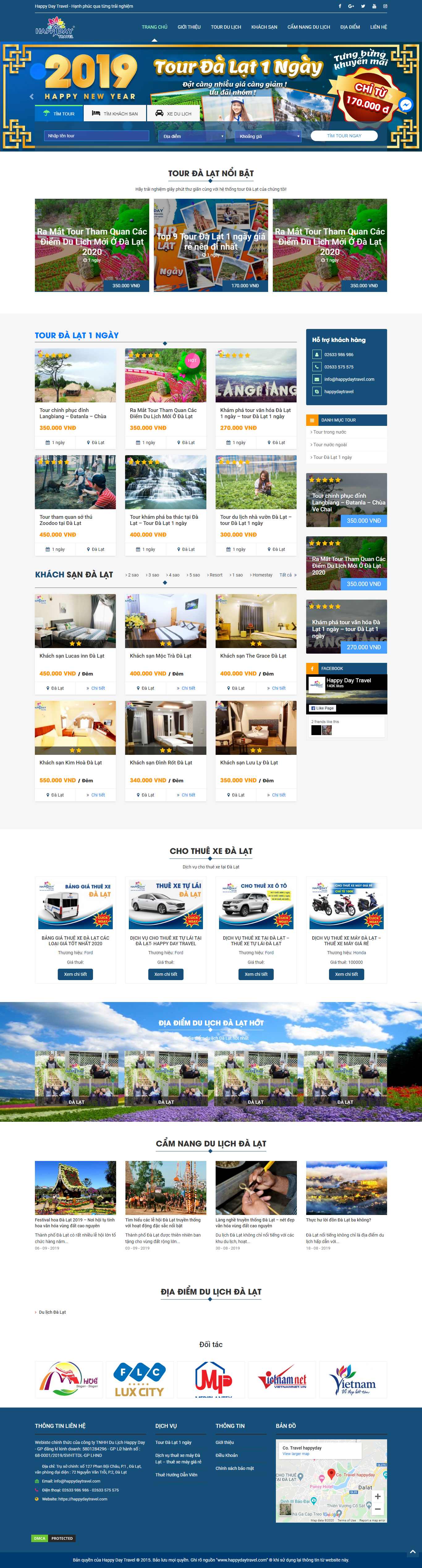 Thiết kế Website thuê xe du lịch - happydaytravel.com - VietWebGroup.Vn
