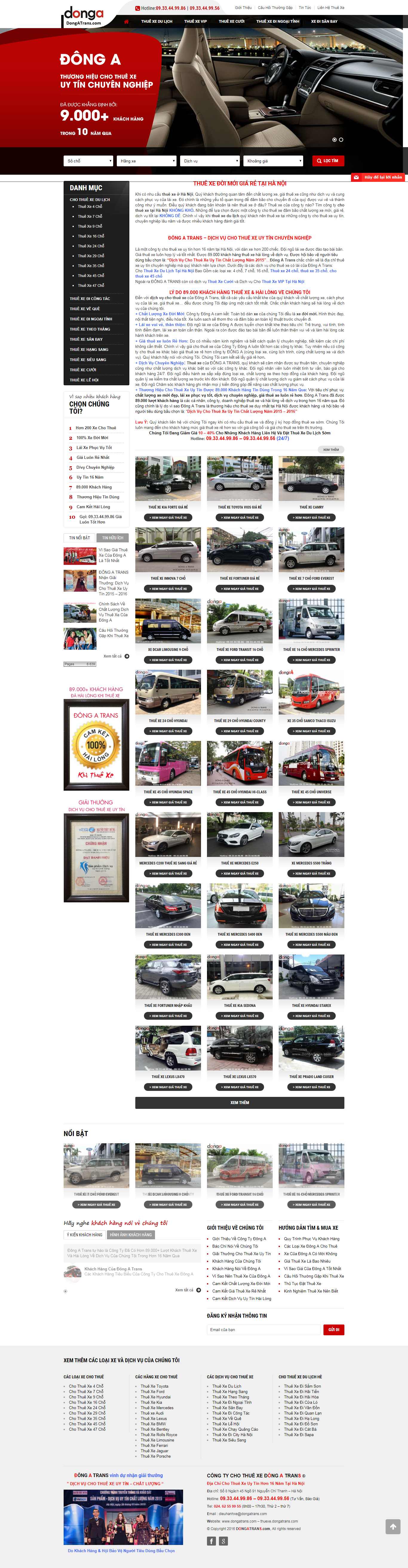 Thiết kế Website thuê xe du lịch - thuexe.dongatrans.com - VietWebGroup.Vn