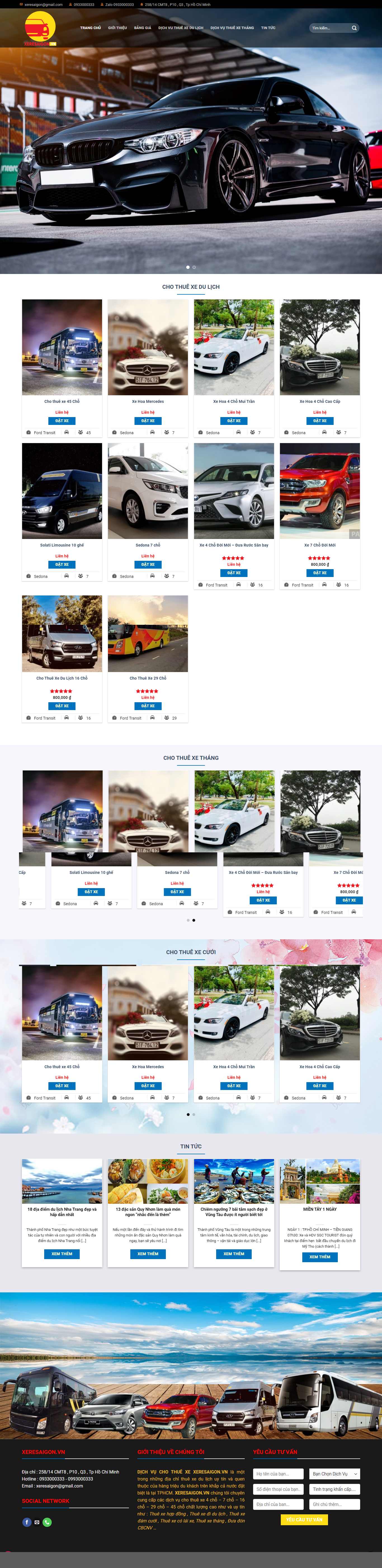 Thiết kế Website thuê xe du lịch - xeresaigon.vn - VietWebGroup.Vn
