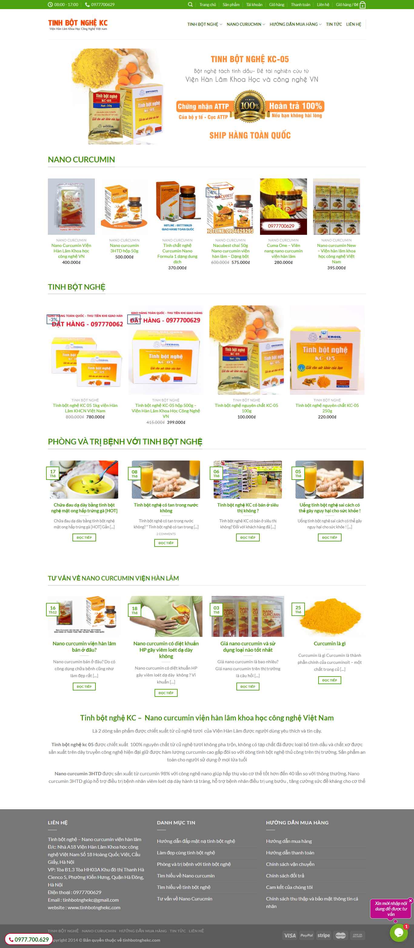 Thiết kế Website tinh bột nghệ - tinhbotnghekc.com - VietWebGroup.Vn