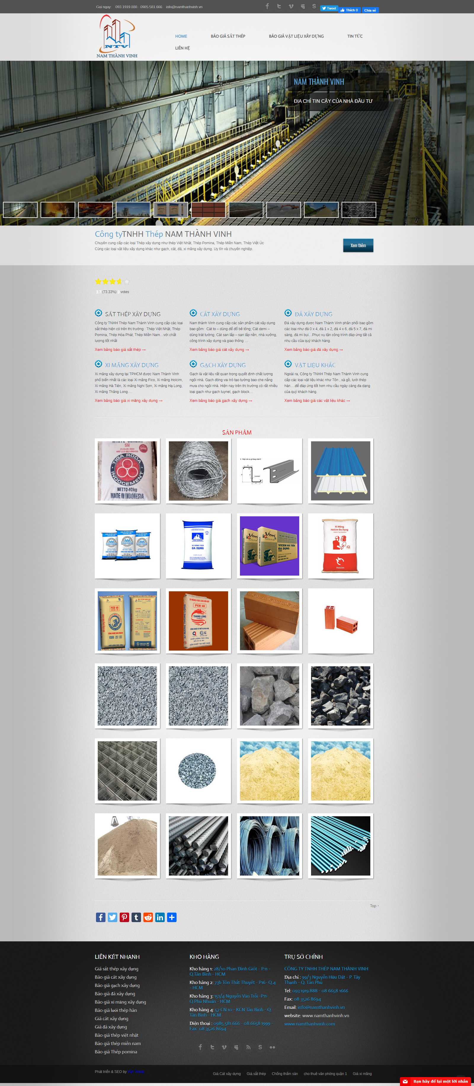 Thiết kế Website vật liệu xây dựng - namthanhvinh.vn - VietWebGroup.Vn