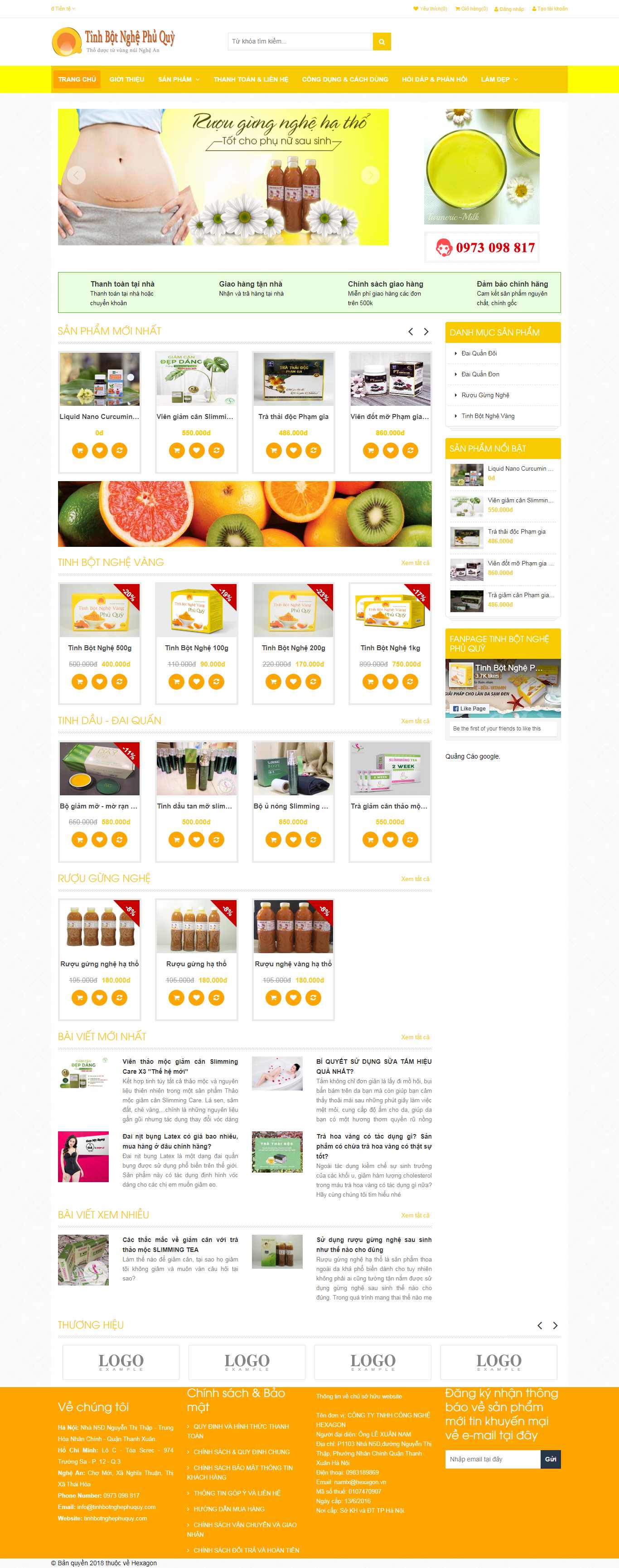 Thiết kế Website tinh bột nghệ - tinhbotnghephuquy.com - VietWebGroup.Vn