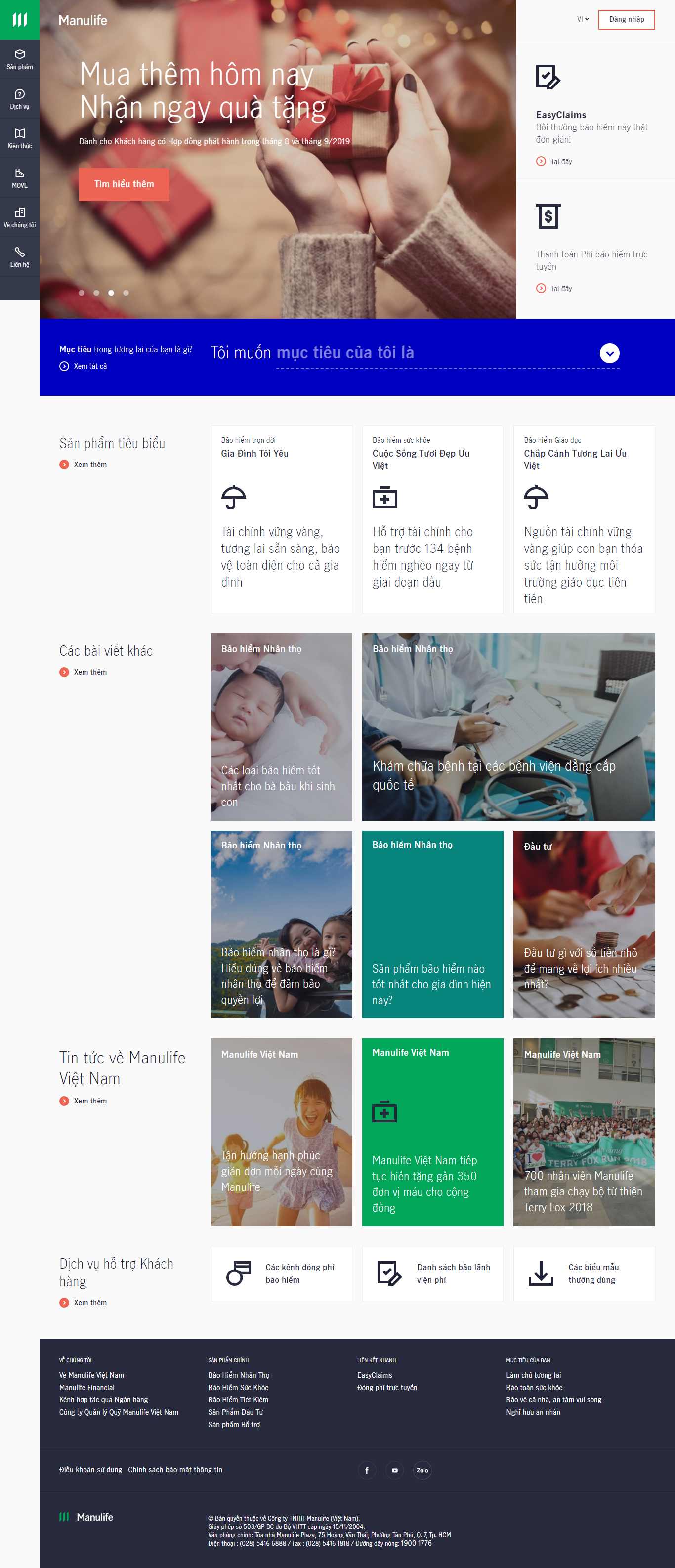 Thiết kế Website công ty bảo hiểm - www.manulife.com.vn - VietWebGroup.Vn