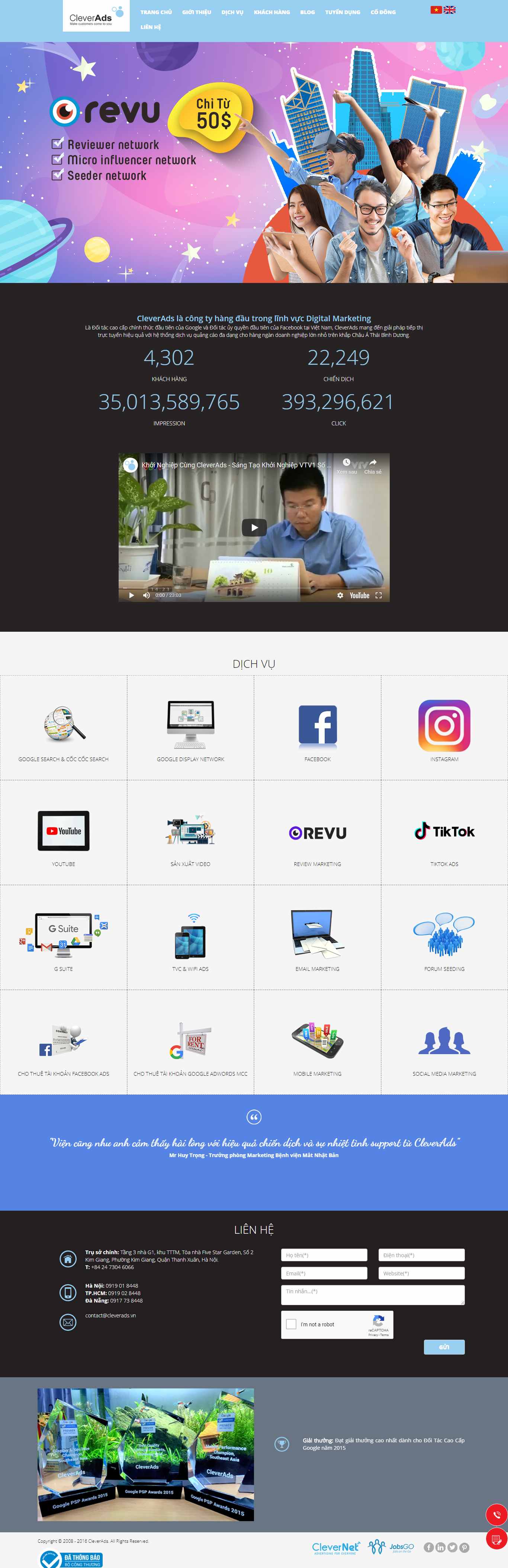 Thiết kế Website quảng cáo google - cleverads.vn - VietWebGroup.Vn