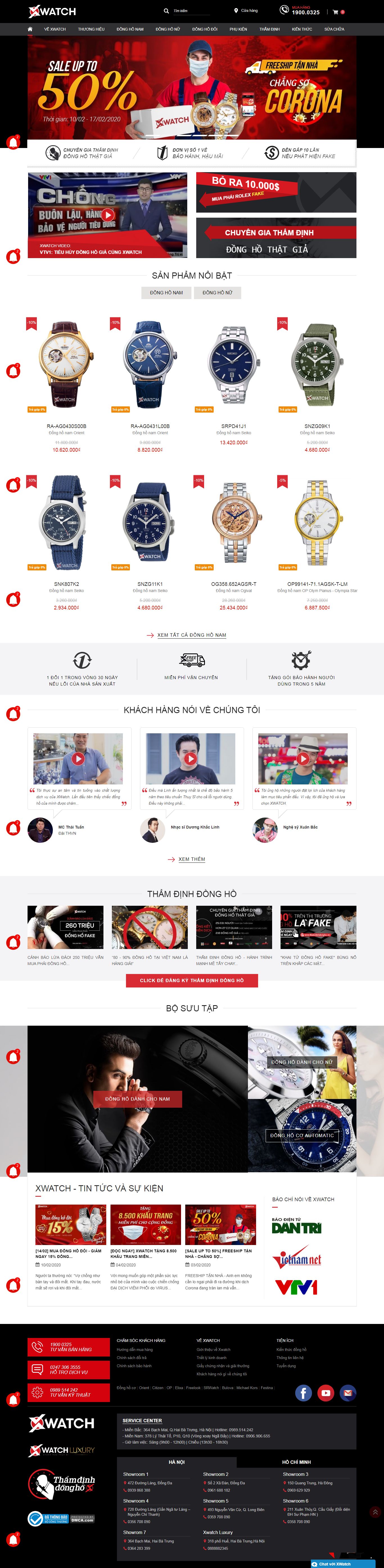 Thiết kế Website đồng hồ - xwatch.vn - VietWebGroup.Vn