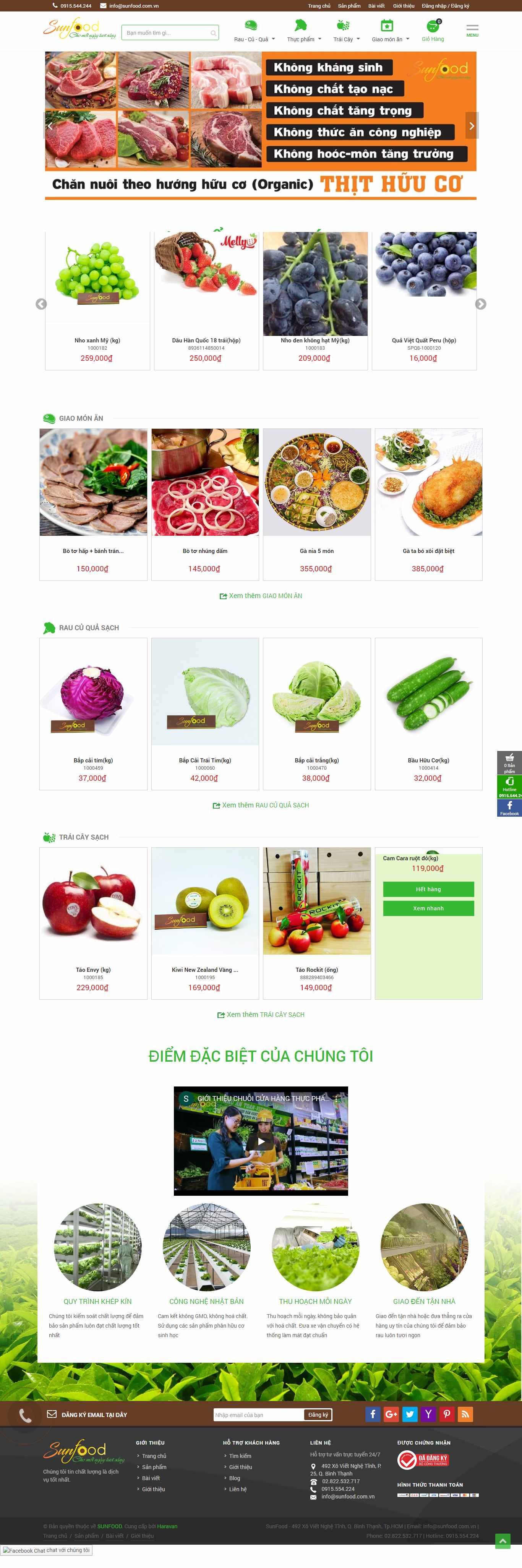 Thiết kế Website thực phẩm sạch - sunfood.com.vn - VietWebGroup.Vn