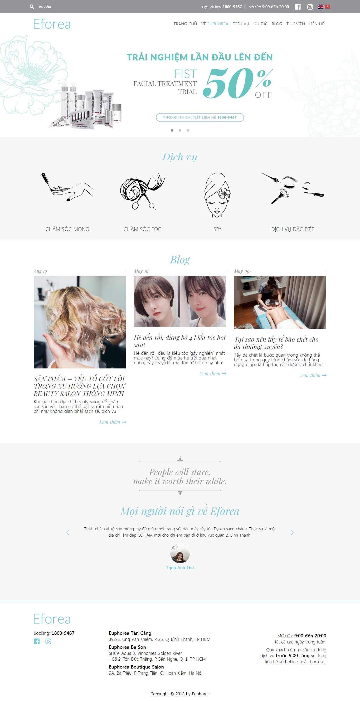Thiết kế Website tiệm nails - eforeaspa.vn - VietWebGroup.Vn