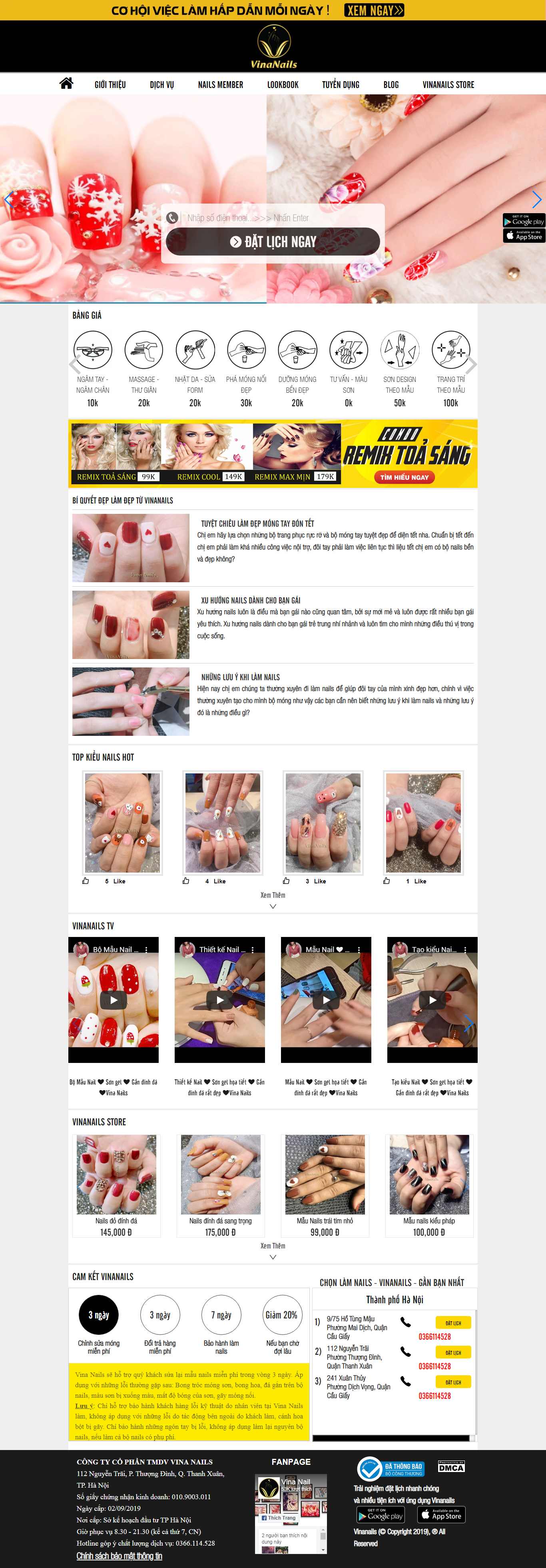 Thiết kế Website tiệm nails - vinanails.vn - VietWebGroup.Vn