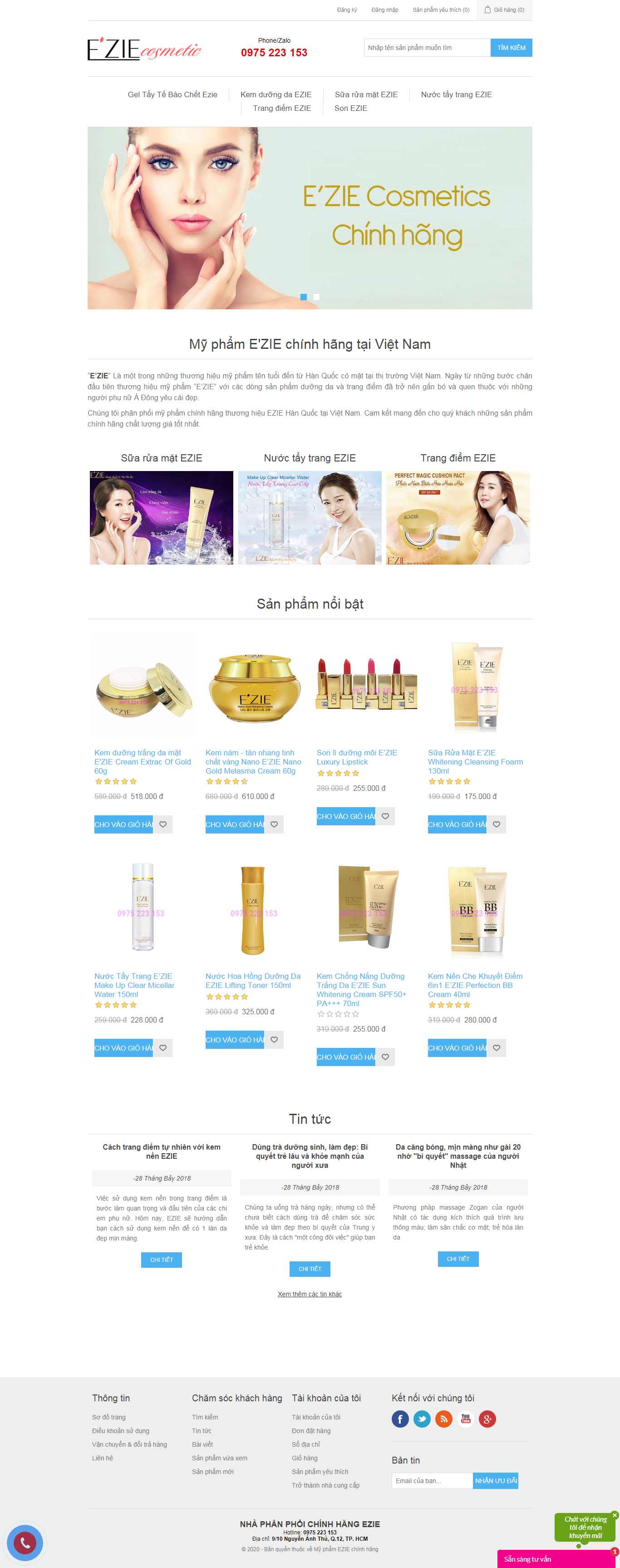 Thiết kế Website mỹ phẩm - www.myphamezie.com - VietWebGroup.Vn