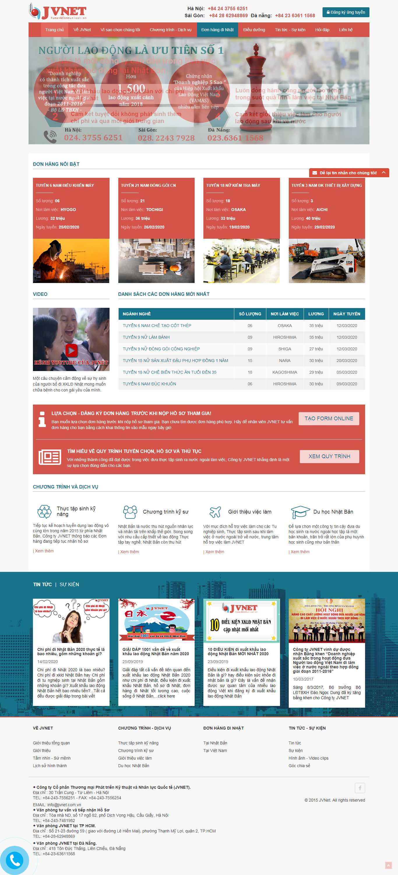 Thiết kế Website xuất khẩu lao động - jvnet.vn - VietWebGroup.Vn