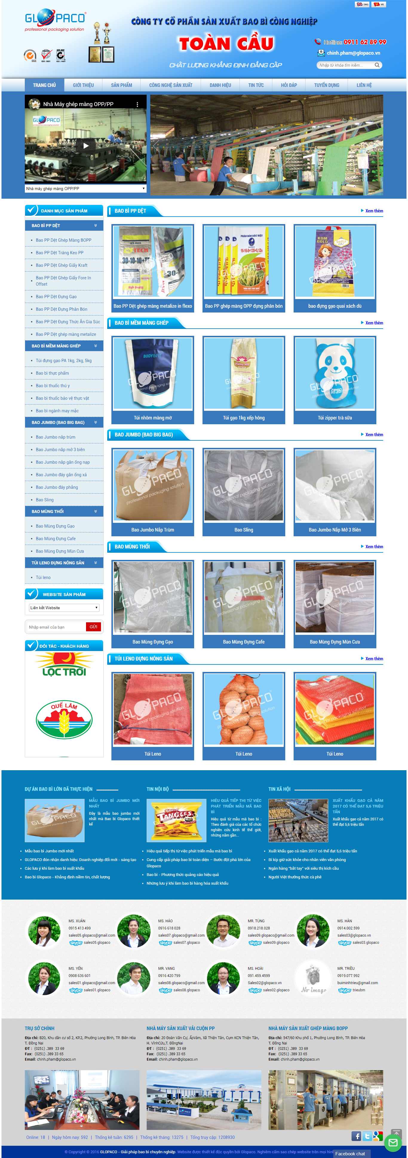 Thiết kế Website sản xuất bao bì - glopaco.vn - VietWebGroup.Vn