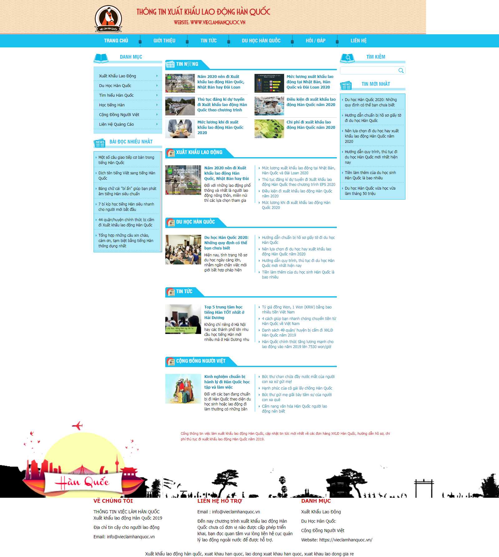 Thiết kế Website du học hàn quốc - vieclamhanquoc.vn - VietWebGroup.Vn