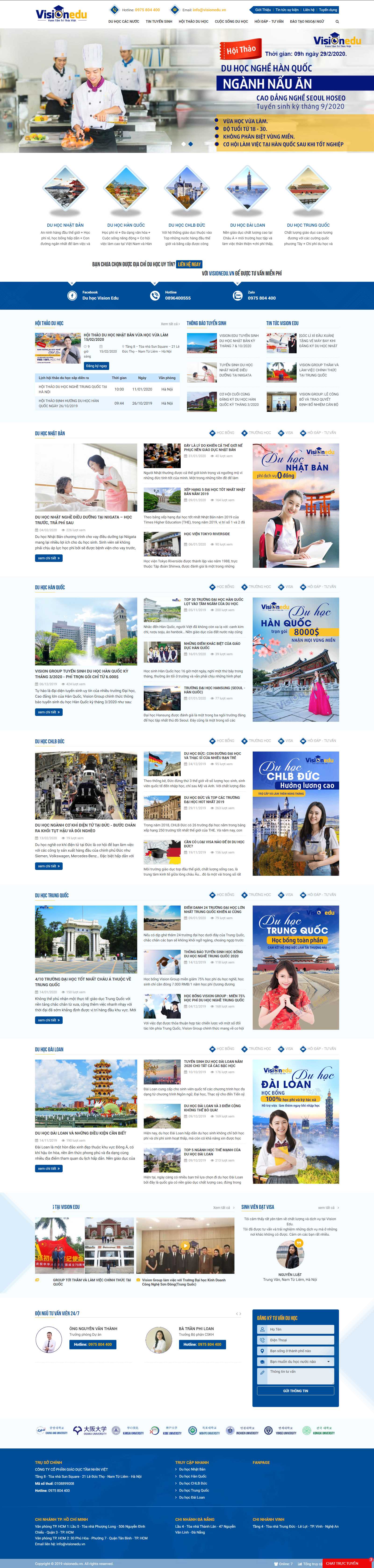 Thiết kế Website du học hàn quốc - visionedu.vn - VietWebGroup.Vn