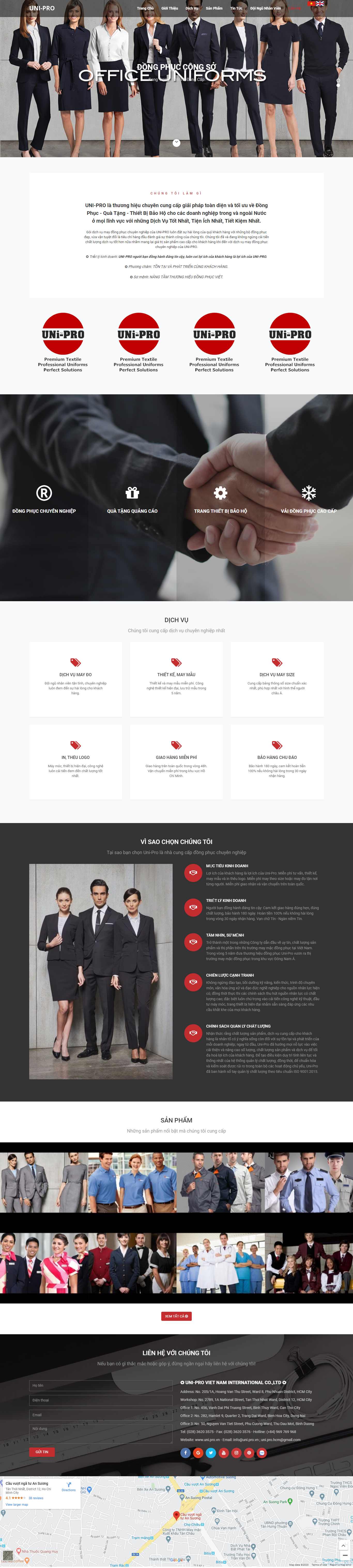 Thiết kế Website dệt may - uni.pro.vn - VietWebGroup.Vn