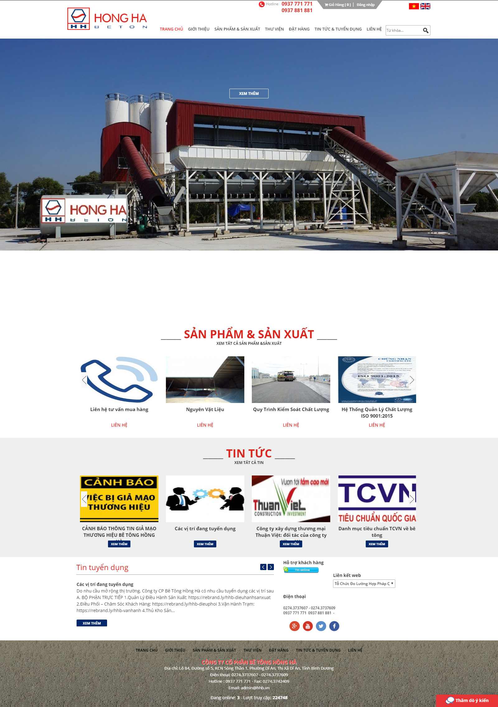 Thiết kế Website xí nghiệp - honghabeton.com - VietWebGroup.Vn