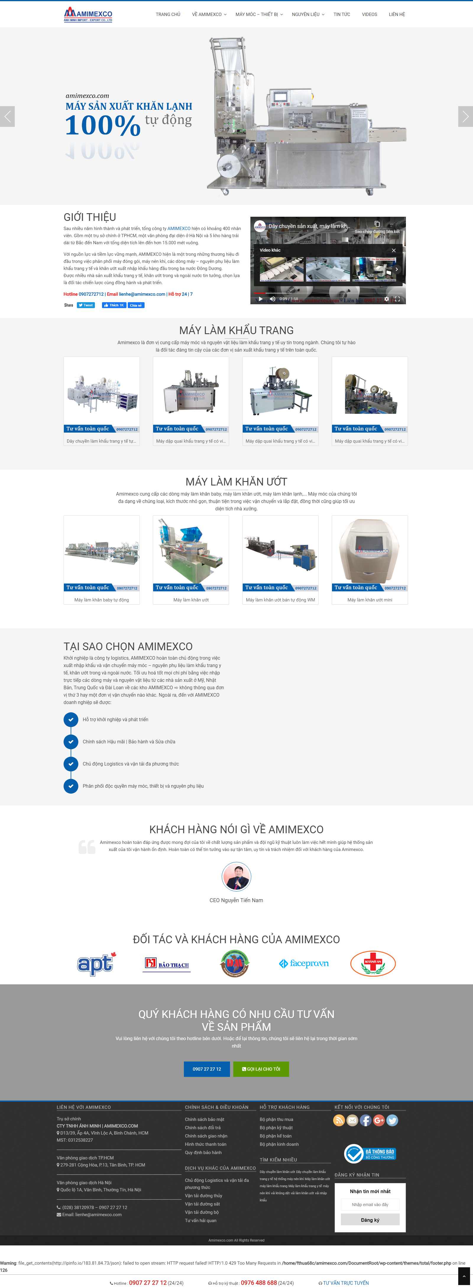 Thiết kế Website nhà máy - amimexco.com - VietWebGroup.Vn