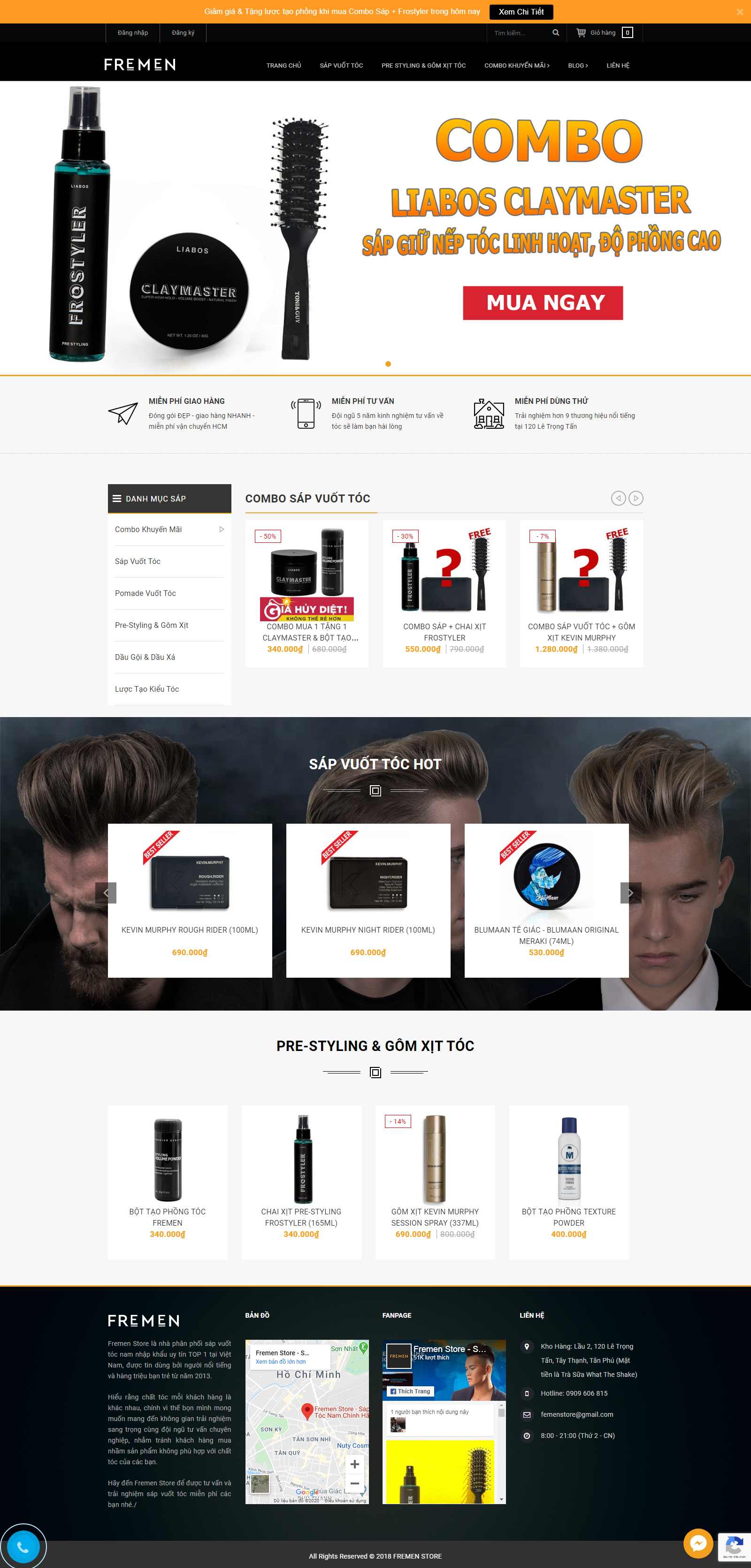 Thiết kế Website sáp vuốt tóc - fremen.vn - VietWebGroup.Vn
