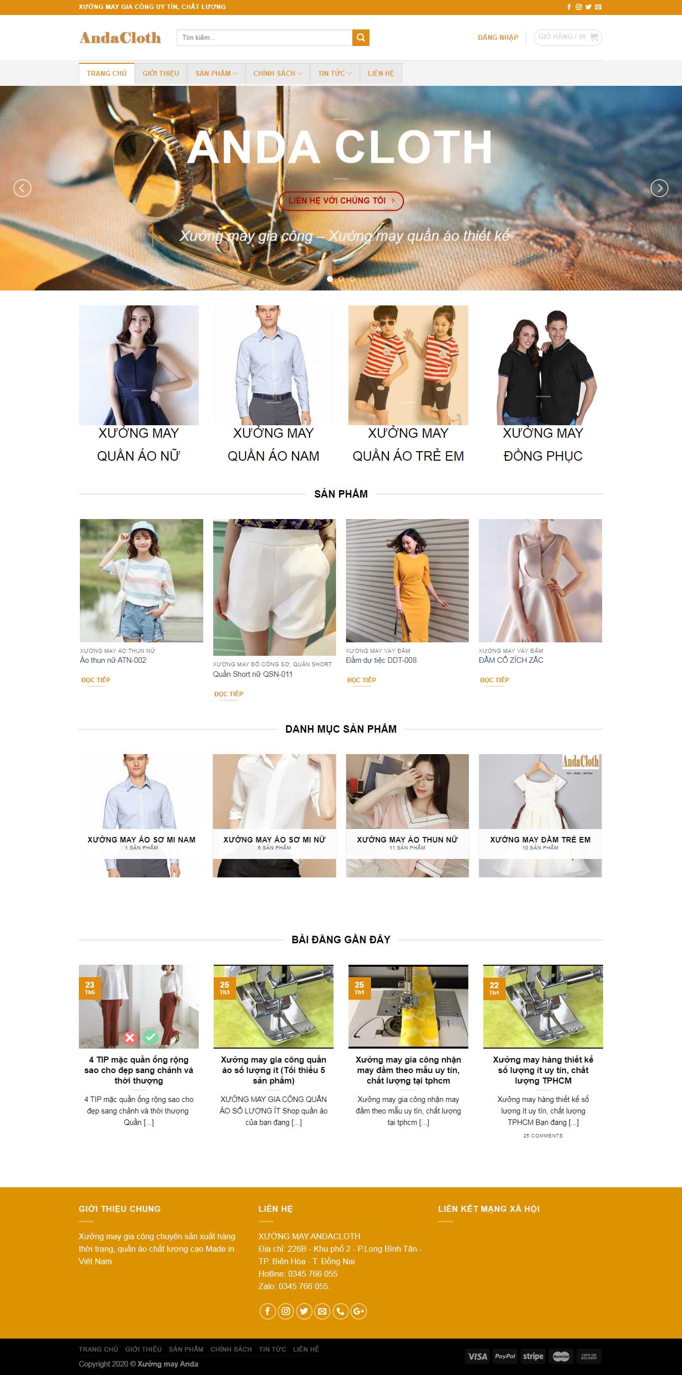 Thiết kế Website xưởng may - andacloth.com - VietWebGroup.Vn