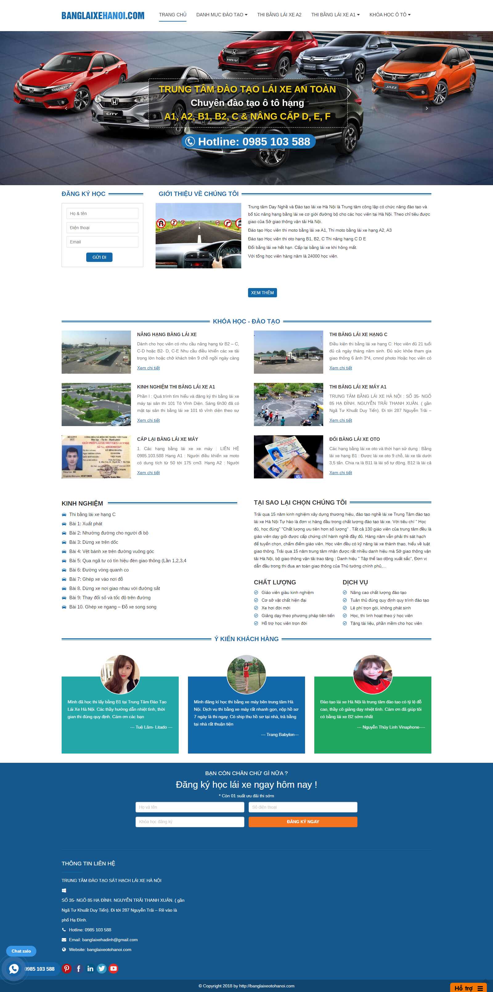 Thiết kế Website đào tạo lái xe - banglaixeotohanoi.com - VietWebGroup.Vn
