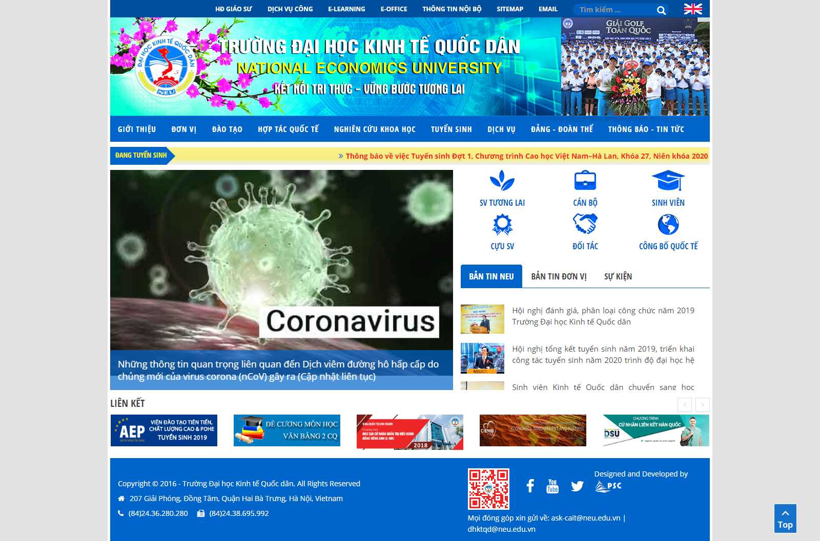 Thiết kế Website trường đại học - www.neu.edu.vn - VietWebGroup.Vn