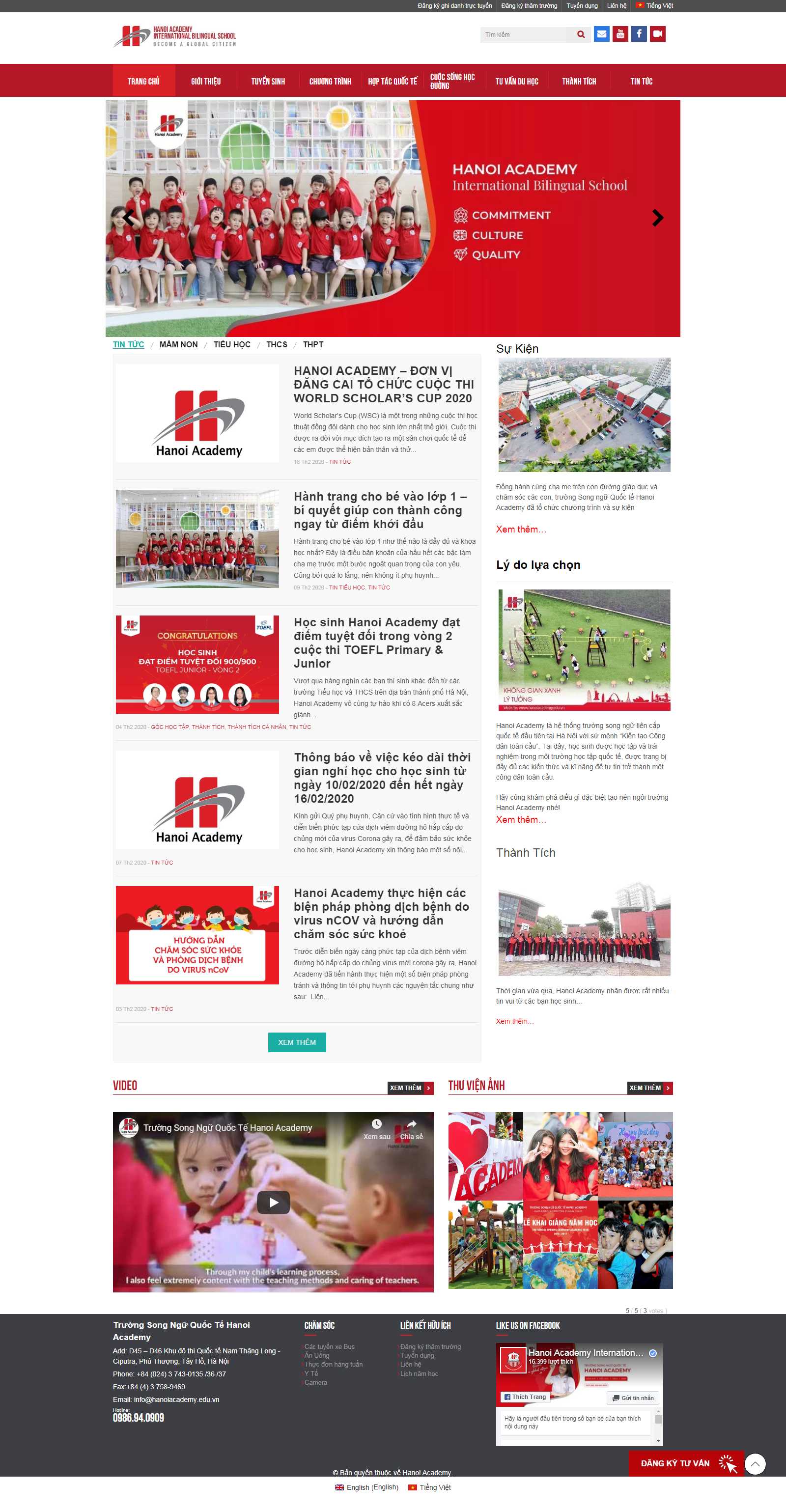 Thiết kế Website trường phổ thông - hanoiacademy.edu.vn - VietWebGroup.Vn