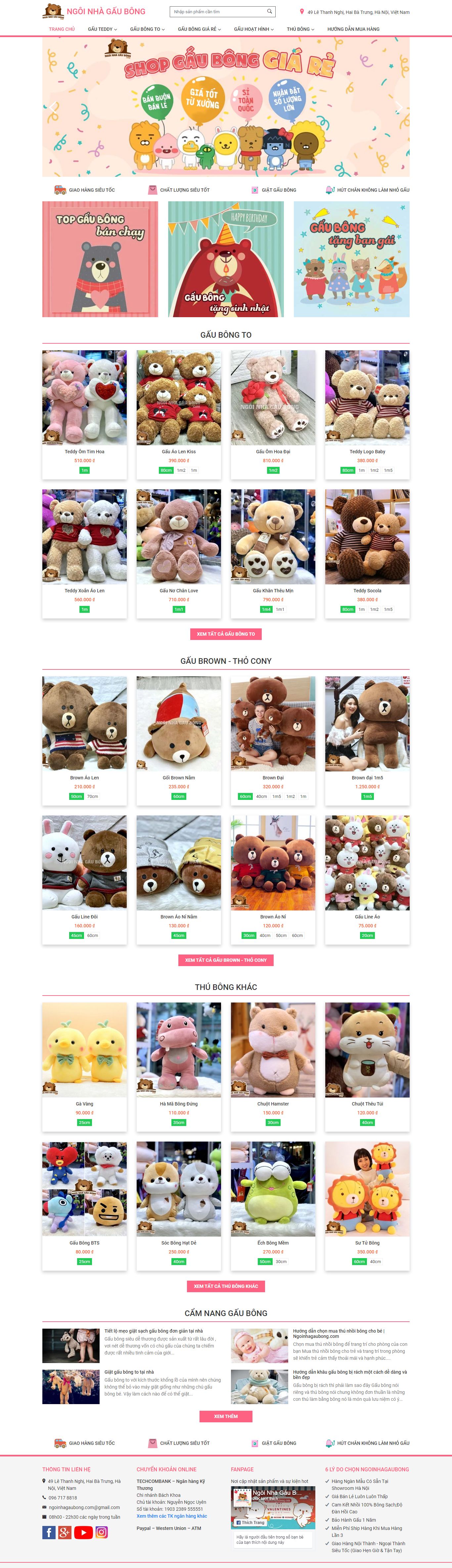 Thiết kế Website thú nhồi bông - ngoinhagaubong.com - VietWebGroup.Vn