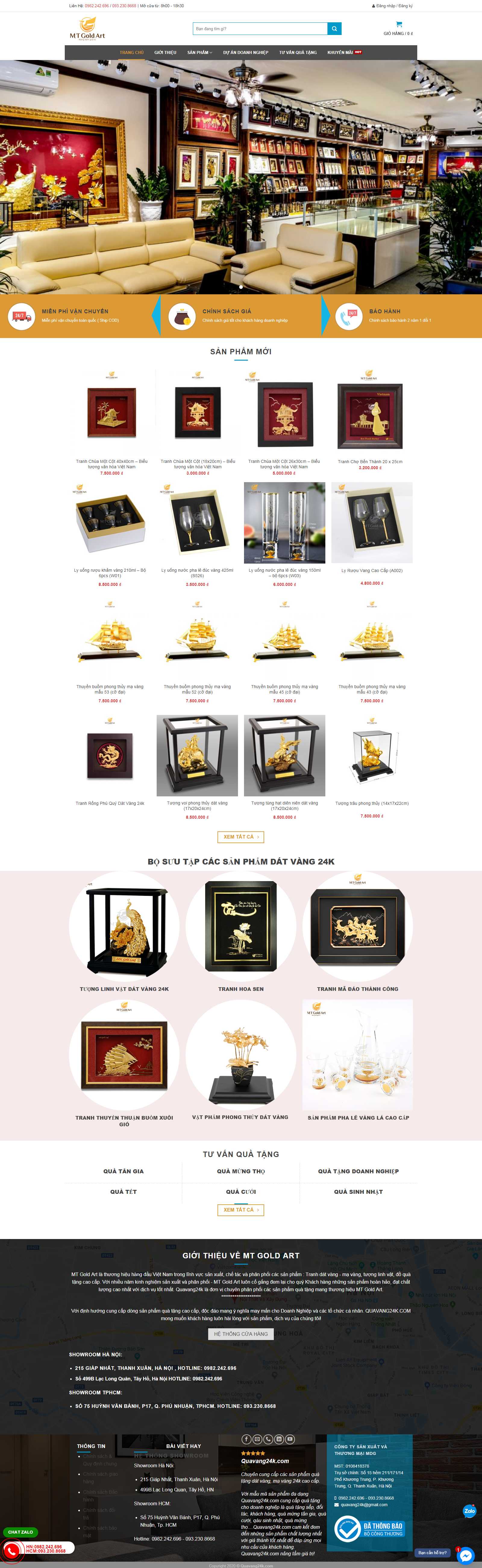 Thiết kế Website đồ lưu niệm - quavang24k.com - VietWebGroup.Vn