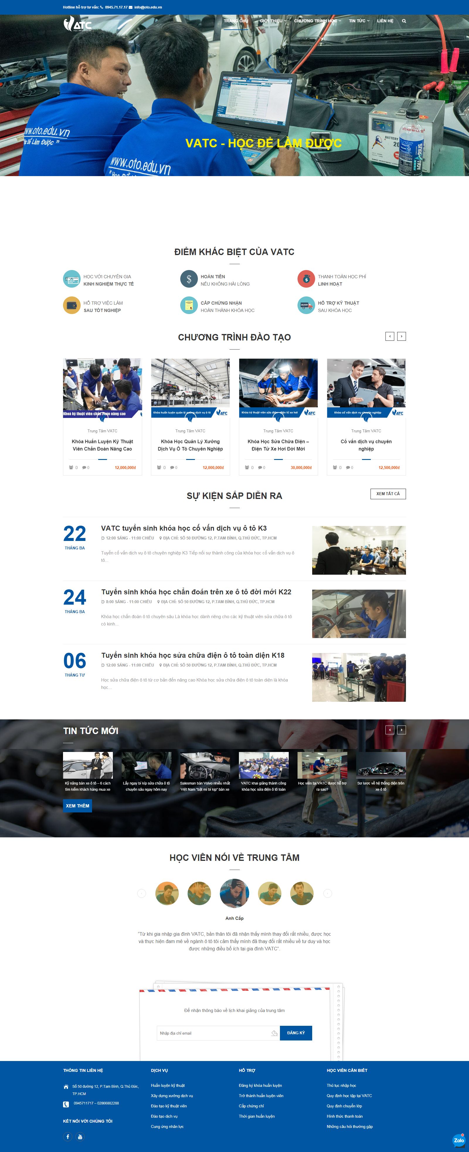 Thiết kế Website sửa chữa ô tô - oto.edu.vn - VietWebGroup.Vn