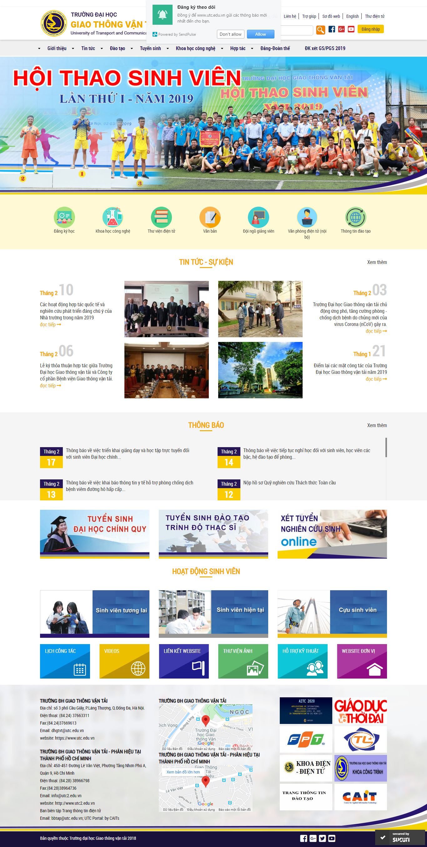 Thiết kế Website trường đại học - www.utc.edu.vn - VietWebGroup.Vn