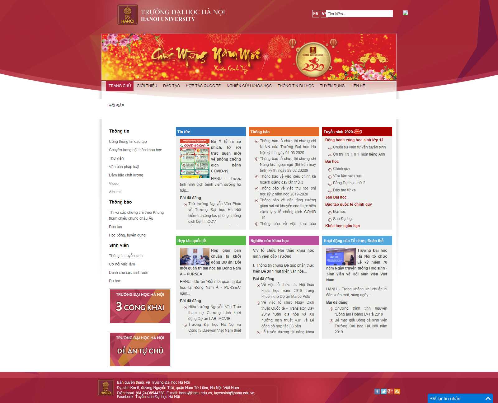 Thiết kế Website trường đại học - www.hanu.edu.vn - VietWebGroup.Vn