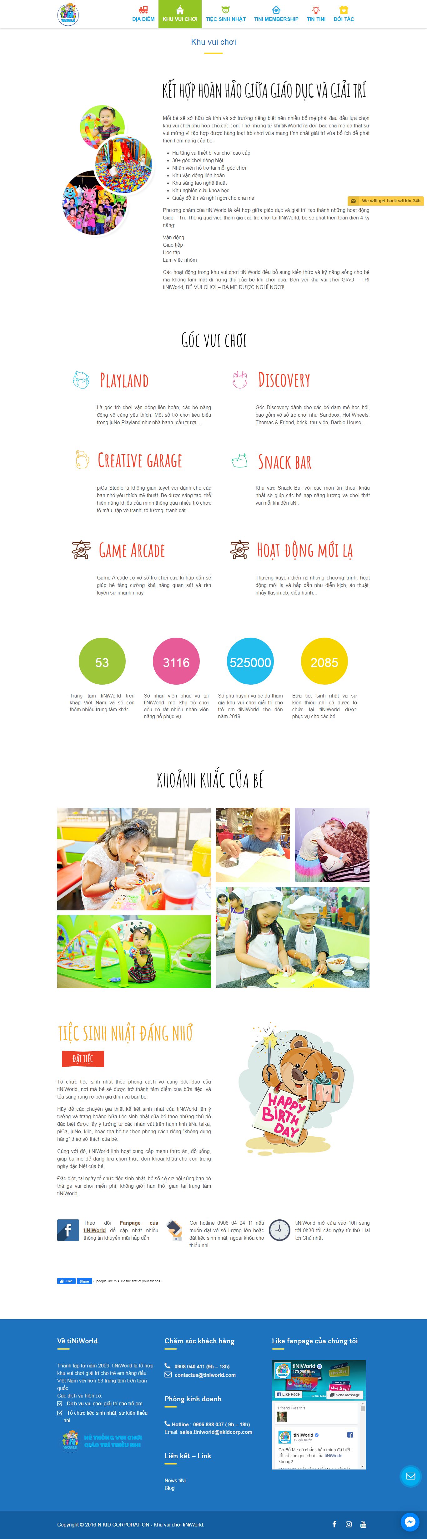 Thiết kế Website khu vui chơi - tiniworld.com - VietWebGroup.Vn